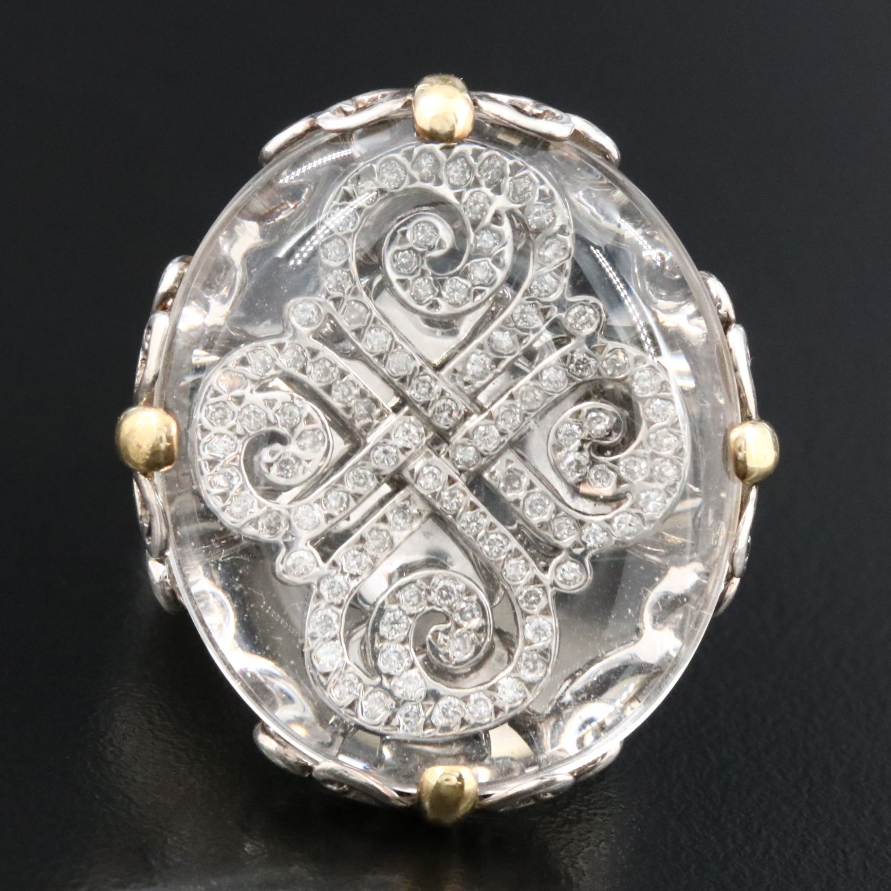 John Hardy Batu Sari Sterling, Quartz, and Diamond Ring with 18K Accents