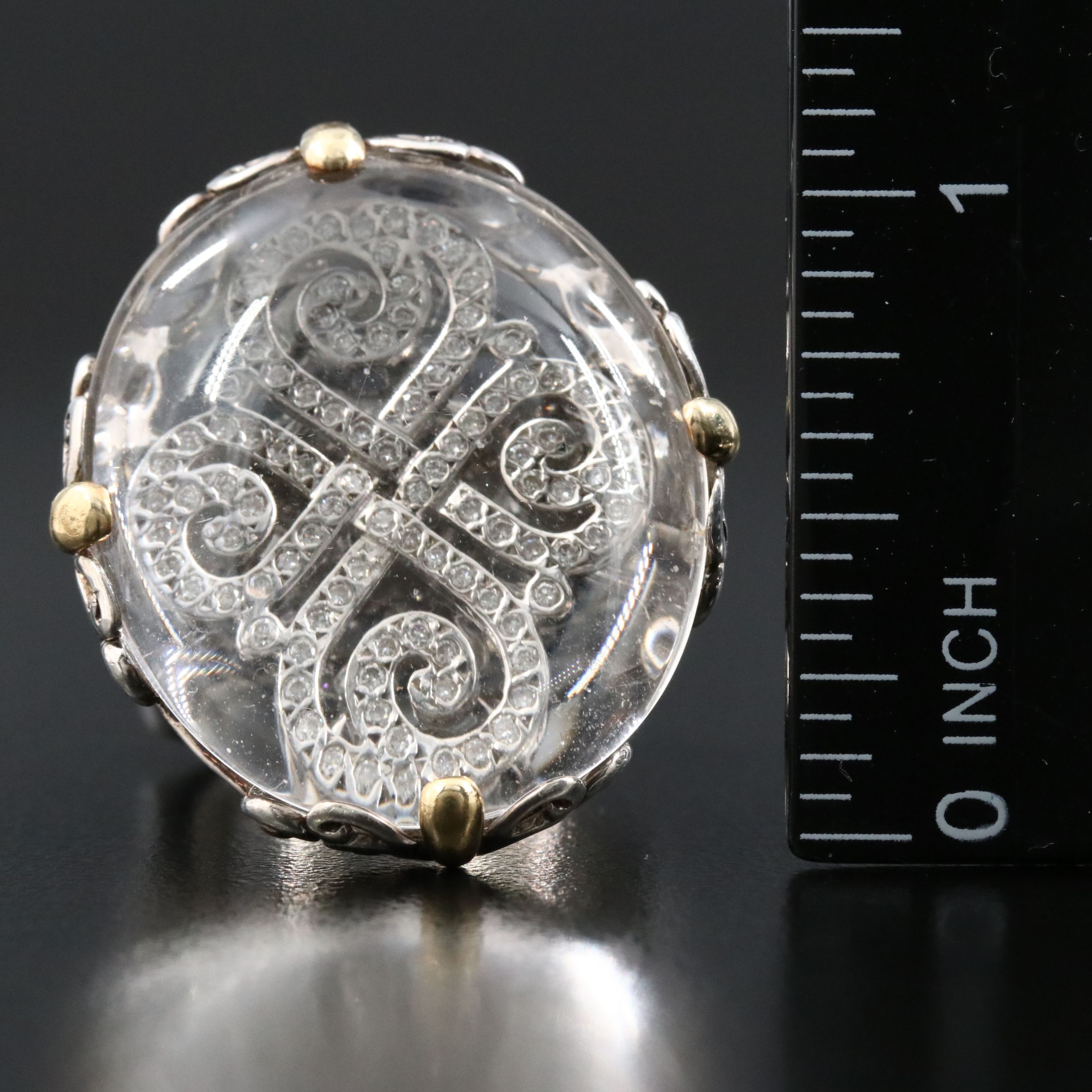 John Hardy Batu Sari Sterling, Quartz, and Diamond Ring with 18K Accents