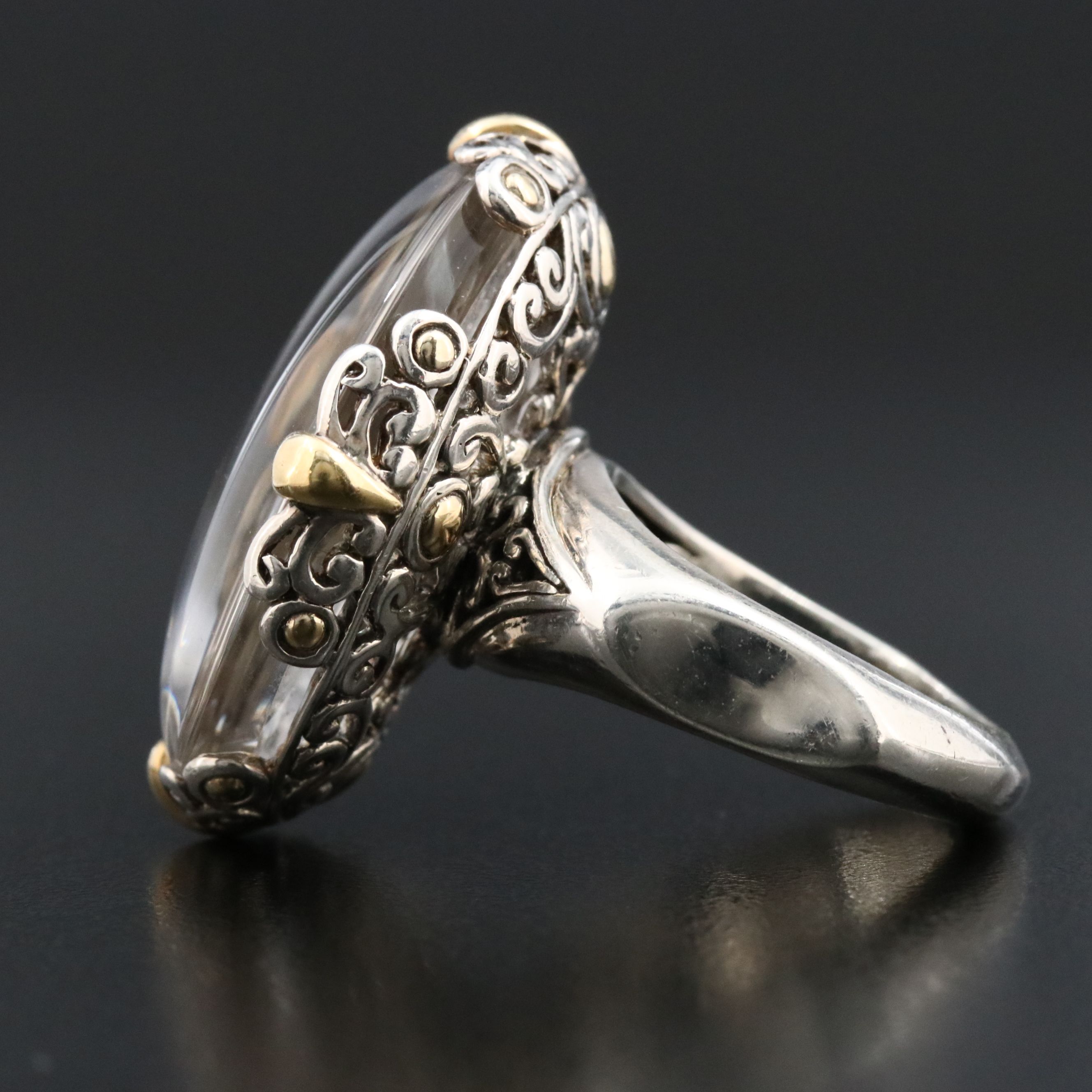 John Hardy Batu Sari Sterling, Quartz, and Diamond Ring with 18K Accents
