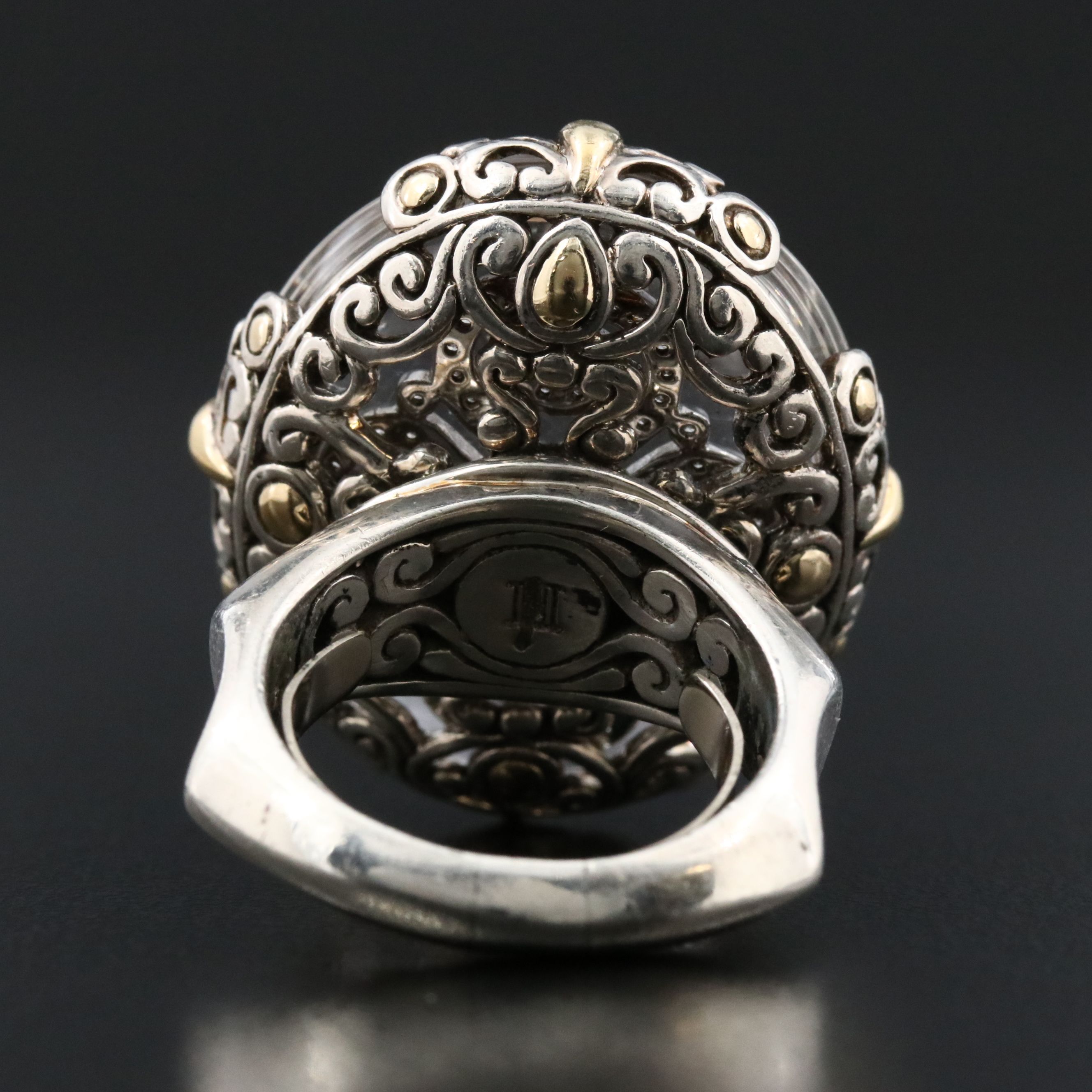 John Hardy Batu Sari Sterling, Quartz, and Diamond Ring with 18K Accents