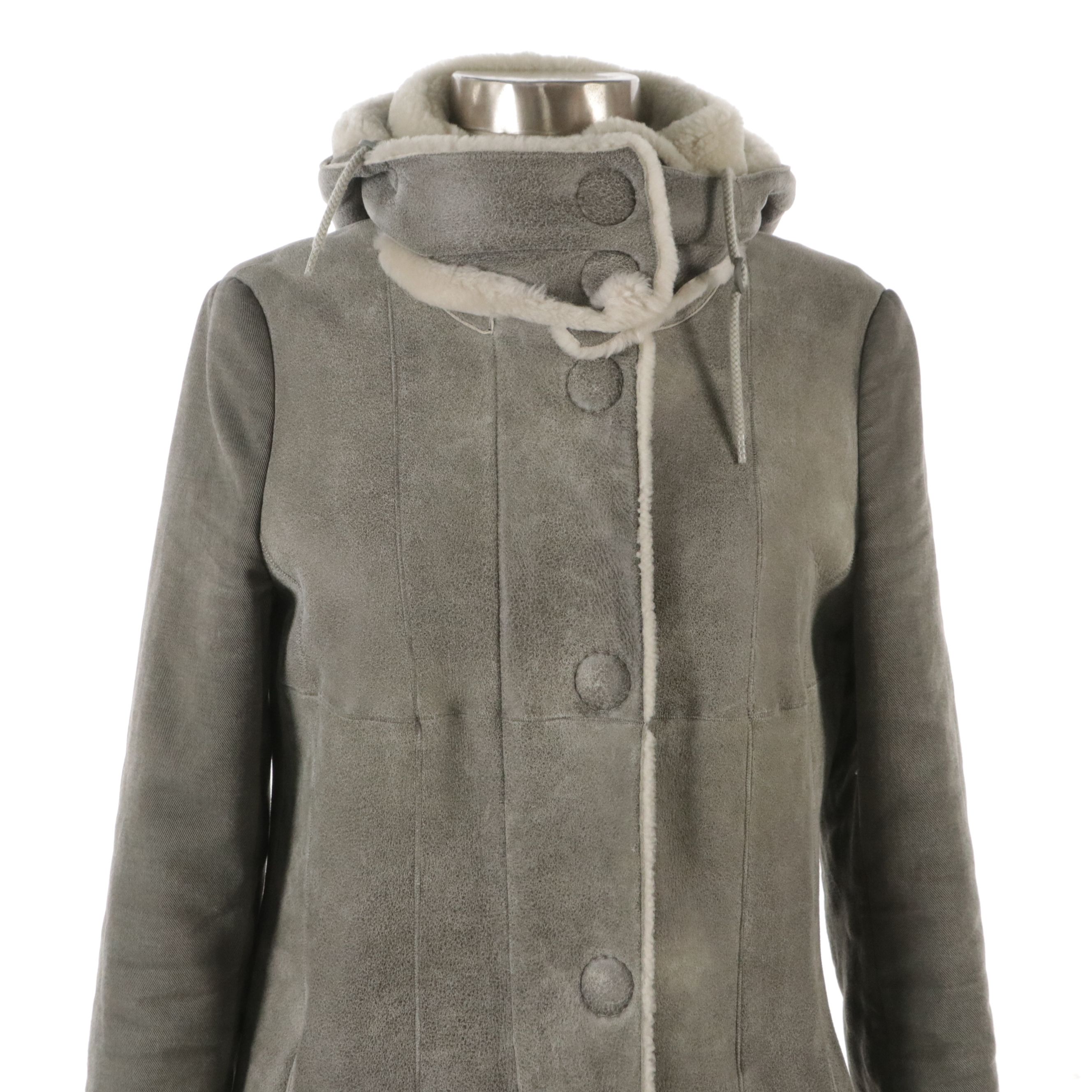 Akris Lambskin Shearling and Cotton Snap-Front Coat with Detachable Hood