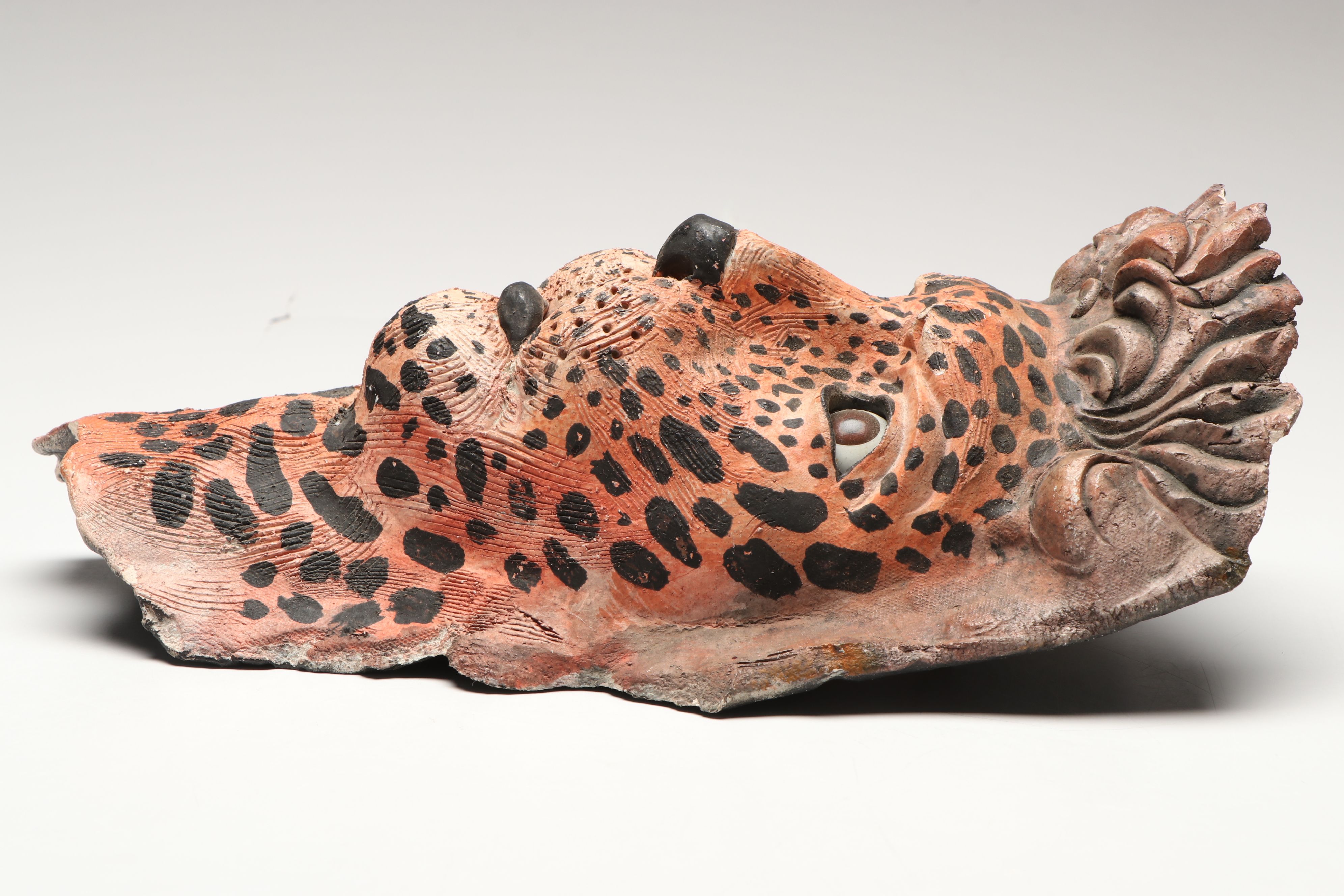 Attributed to Jorg Dubin Plaster Jaguar Mask, Late 20th/Early 21st C.