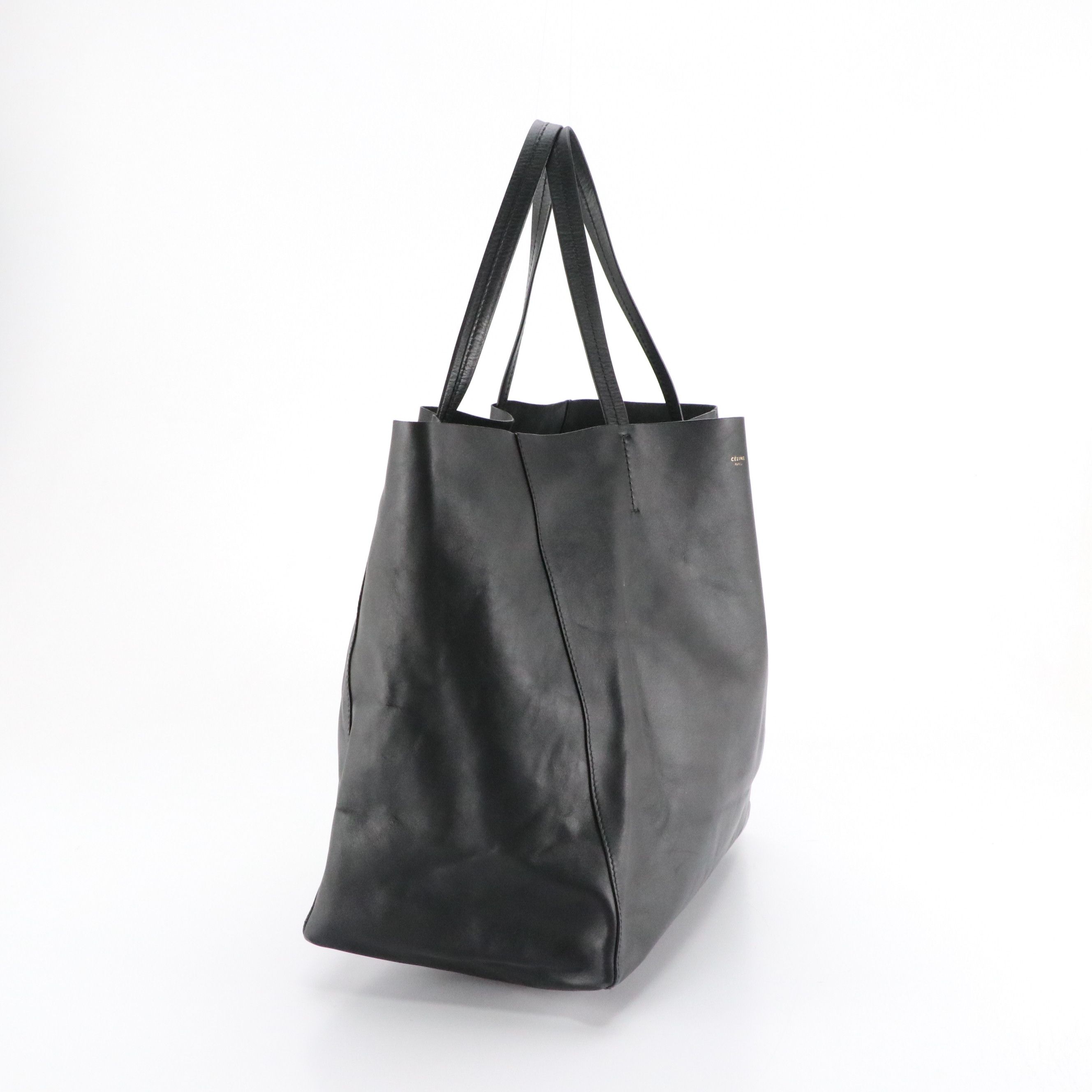 Céline Horizontal Cabas Tote Bag in Black Lambskin Leather