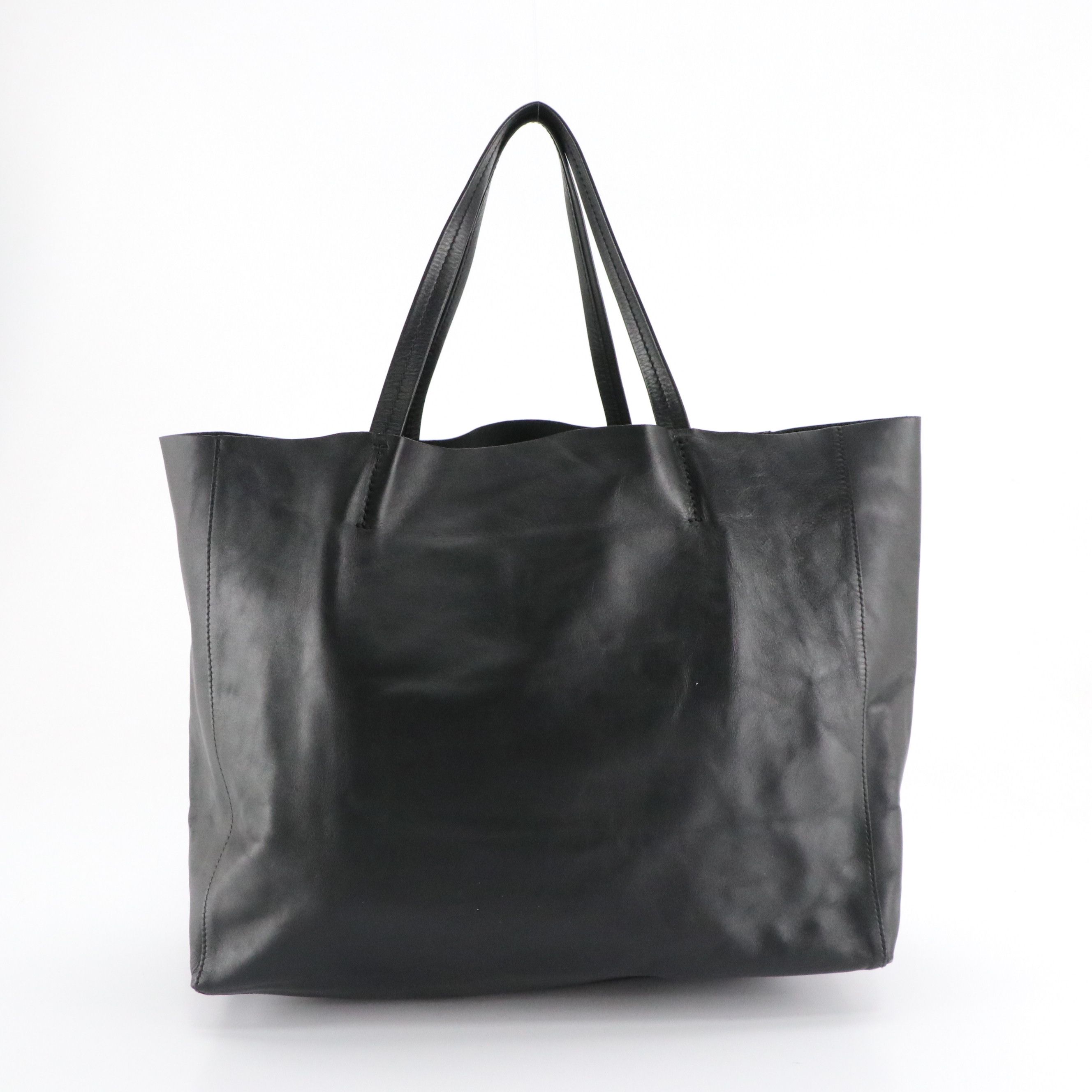Céline Horizontal Cabas Tote Bag in Black Lambskin Leather