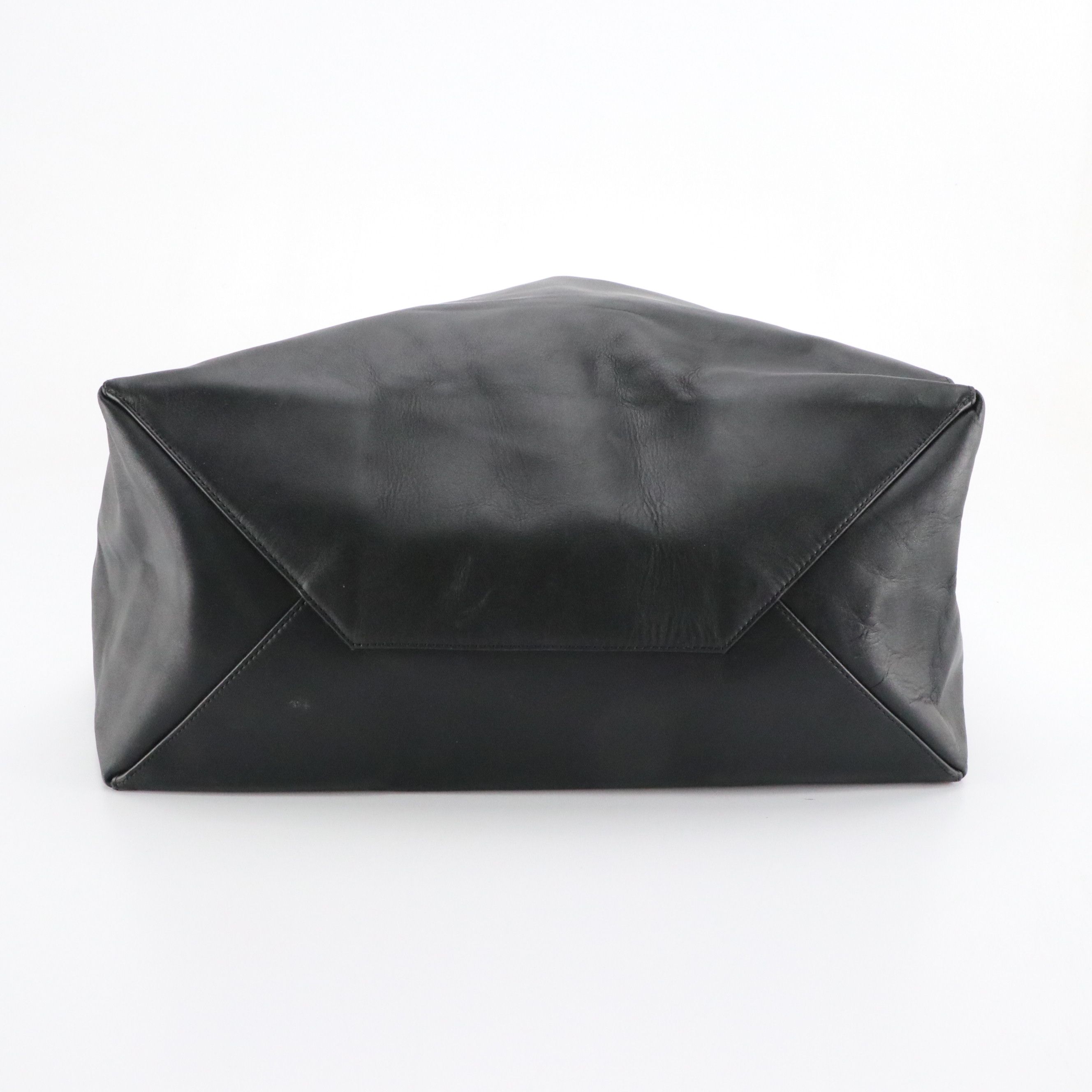 Céline Horizontal Cabas Tote Bag in Black Lambskin Leather