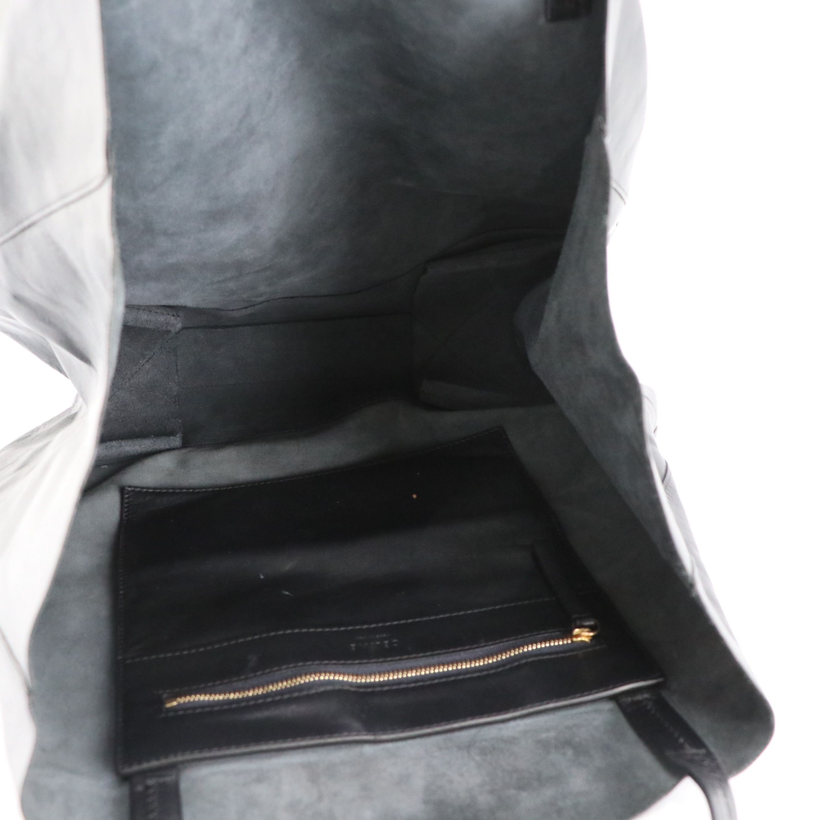 Céline Horizontal Cabas Tote Bag in Black Lambskin Leather