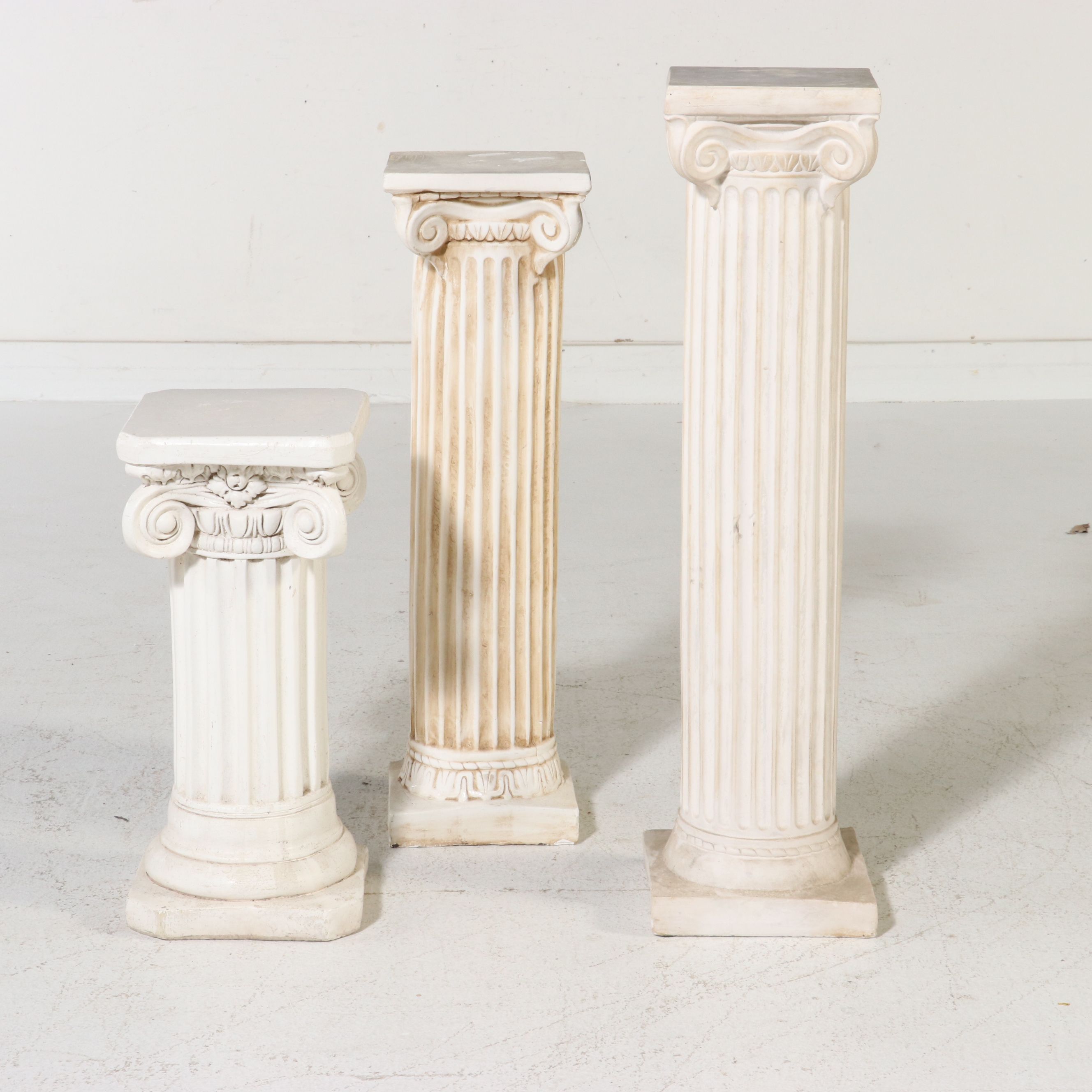 Set of Three Ionic Order Graduated Pedestals, Late 20th Century