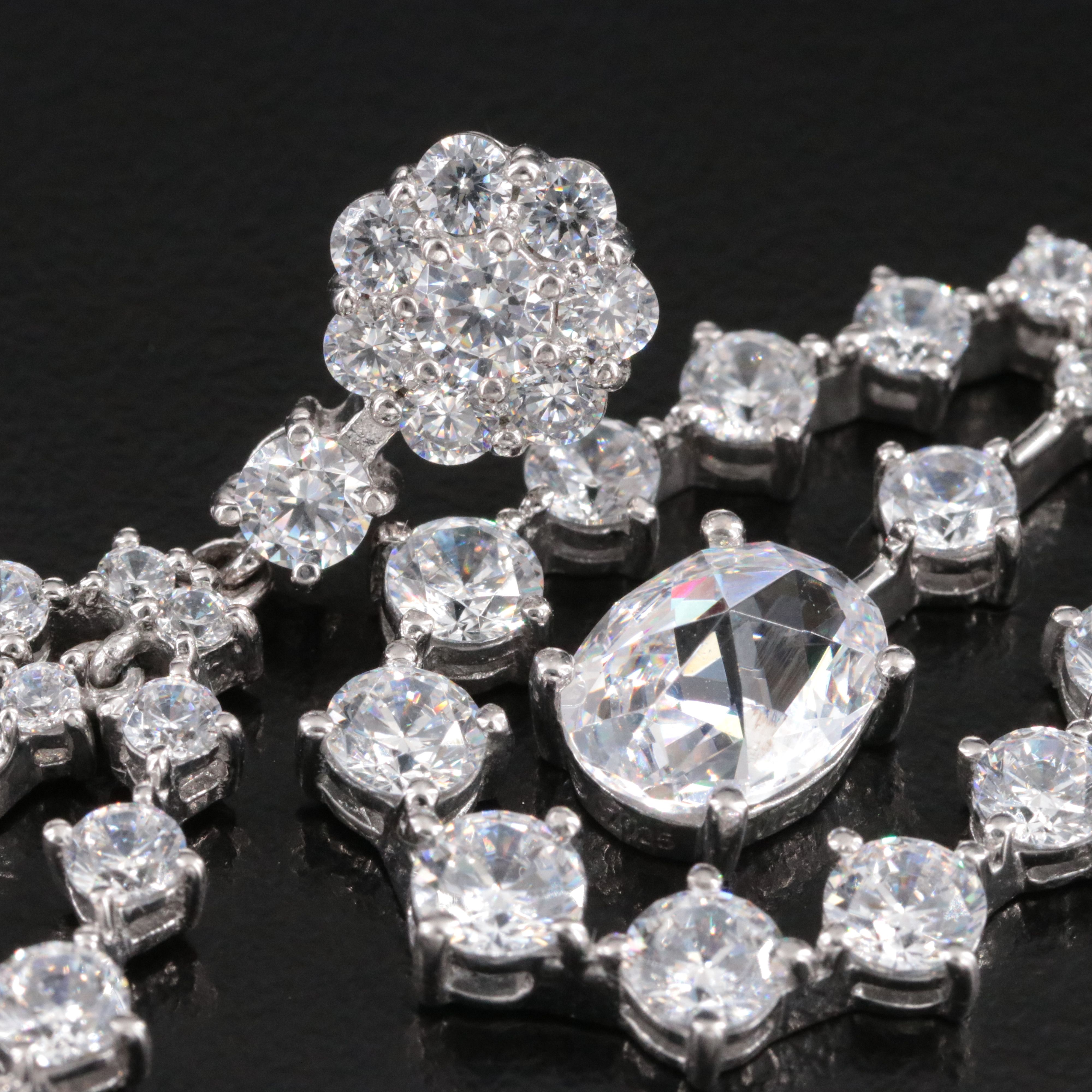 Sterling CZ Pendant Earrings