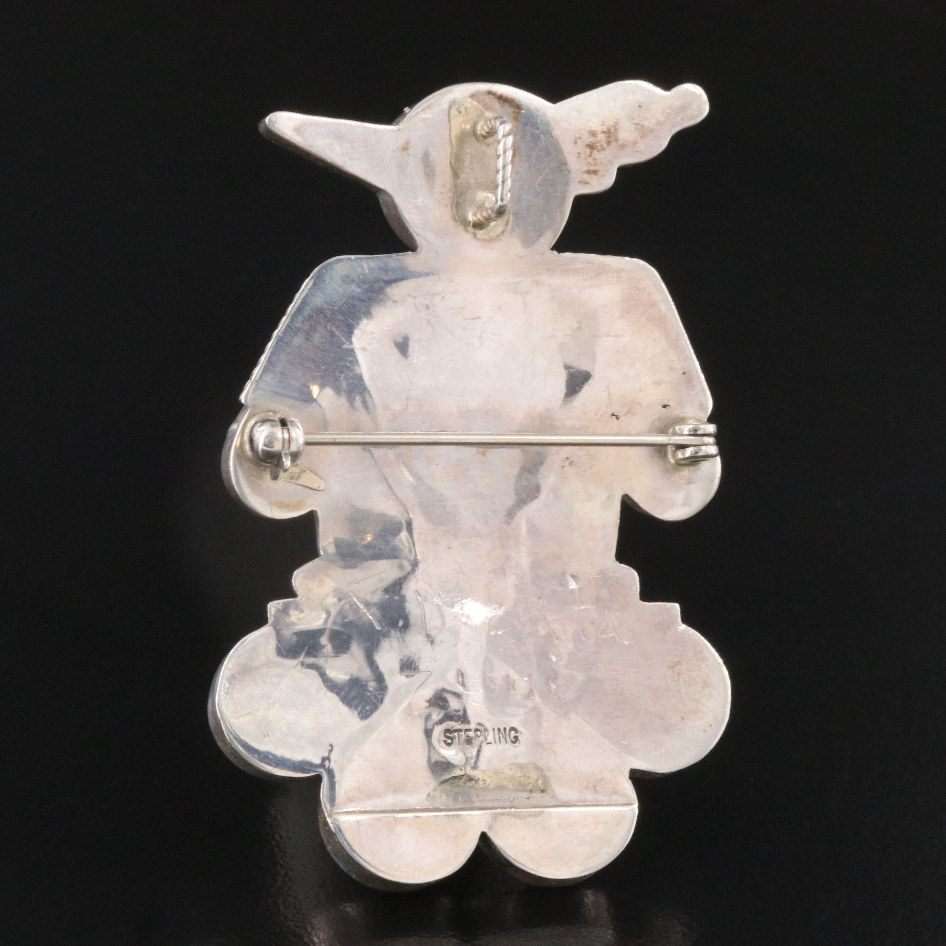 Southwestern Sterling Thunderbird Inlay Converter Brooch