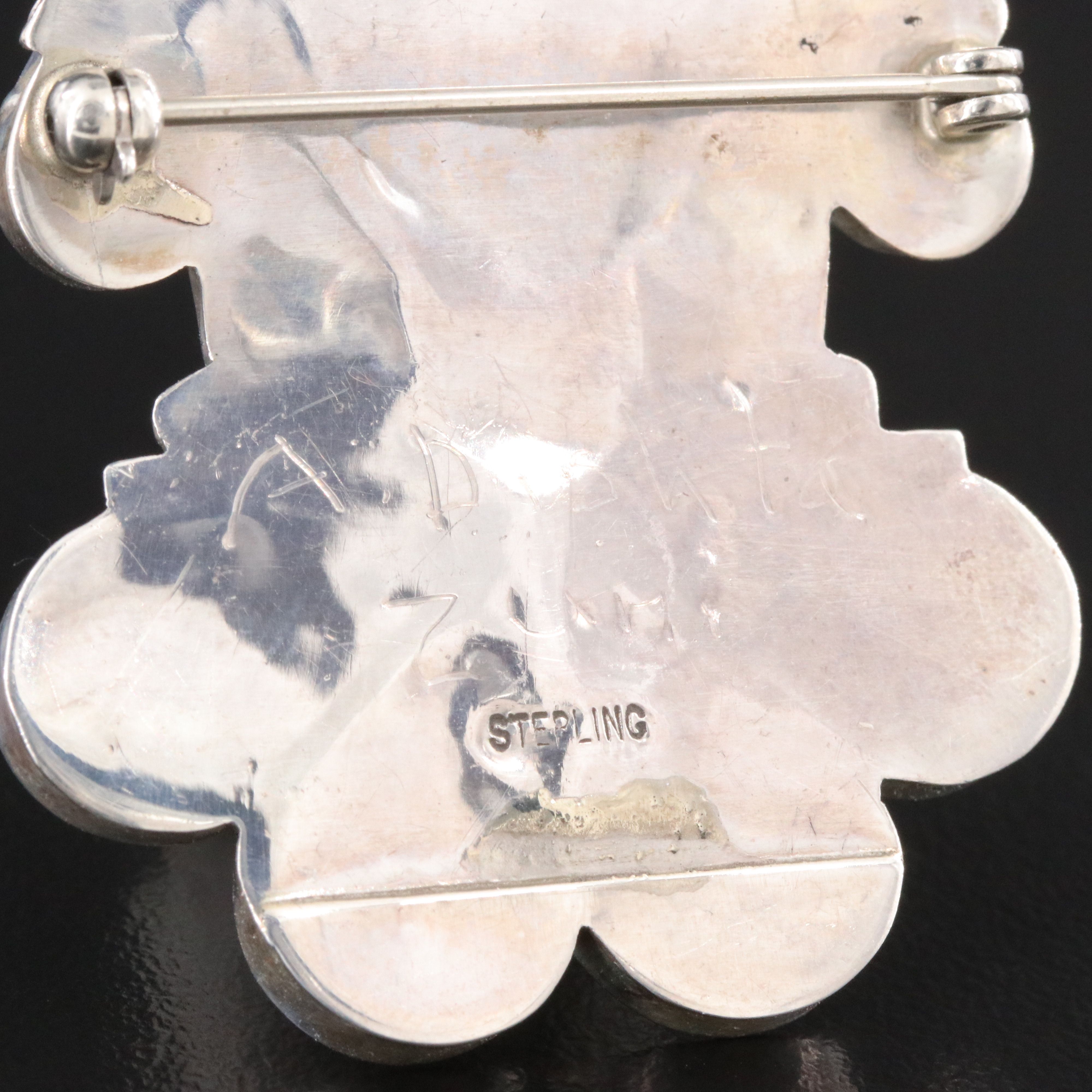 Southwestern Sterling Thunderbird Inlay Converter Brooch