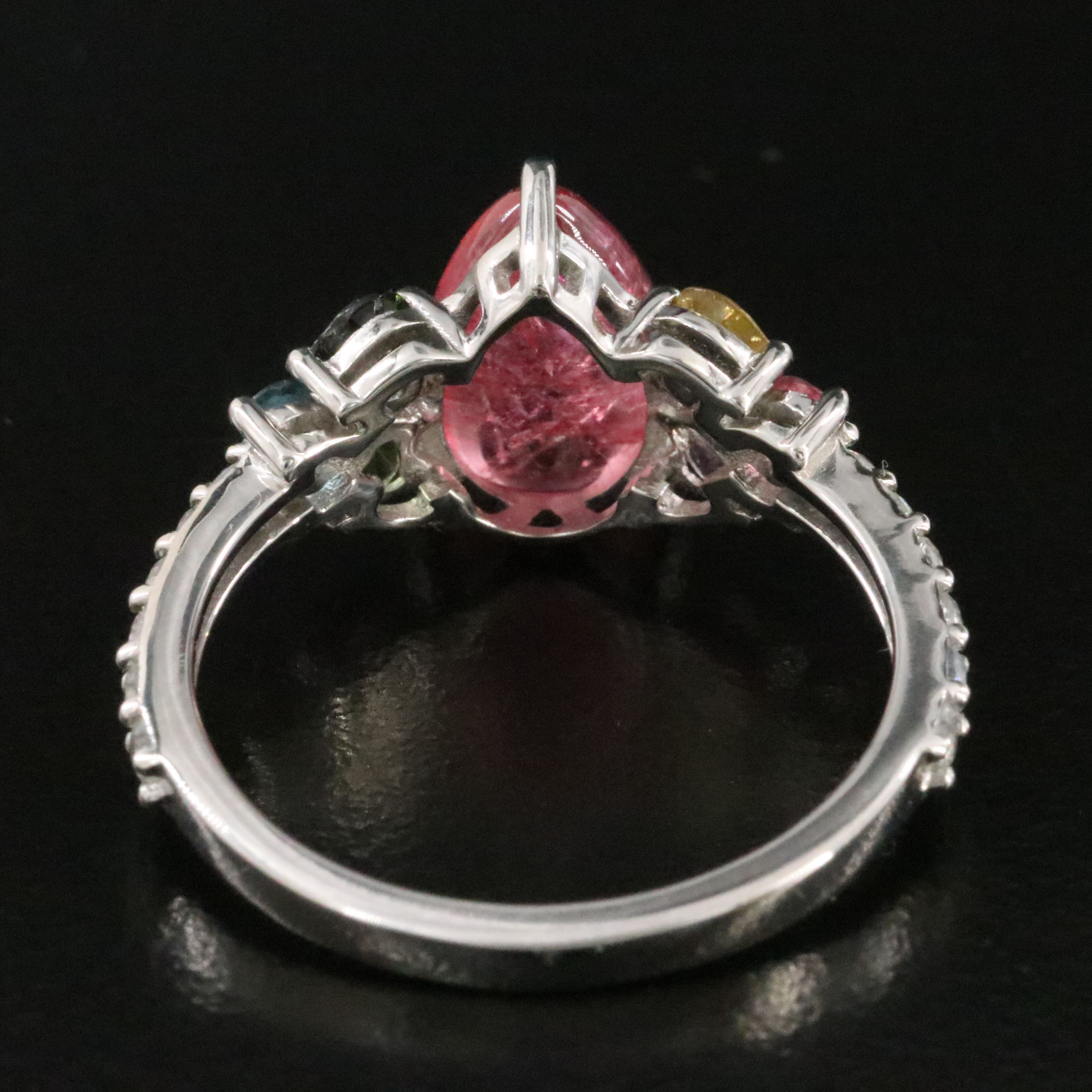 Platinum 2.40 CT Pink Tourmaline, Tourmaline, and White Sapphire Ring