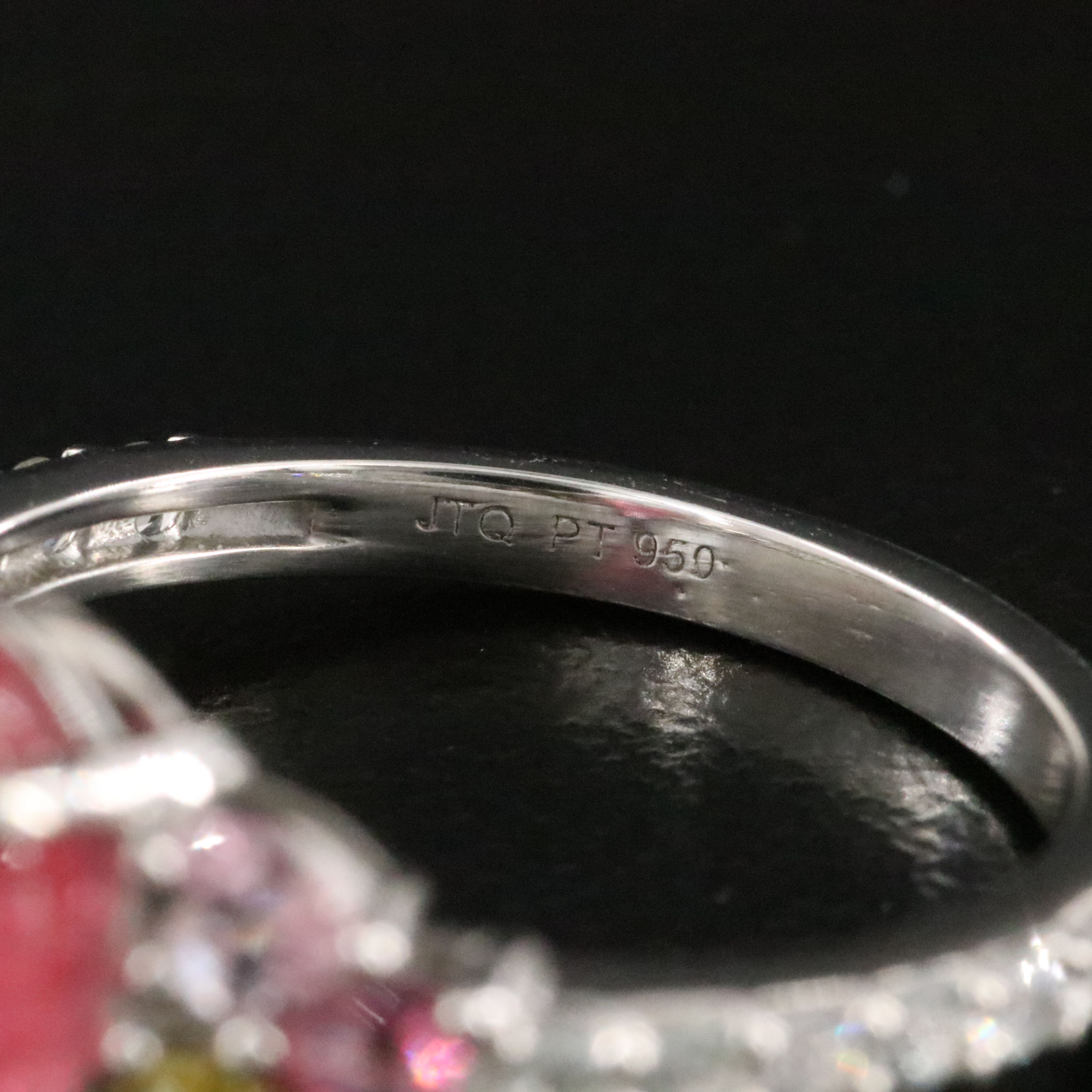 Platinum 2.40 CT Pink Tourmaline, Tourmaline, and White Sapphire Ring