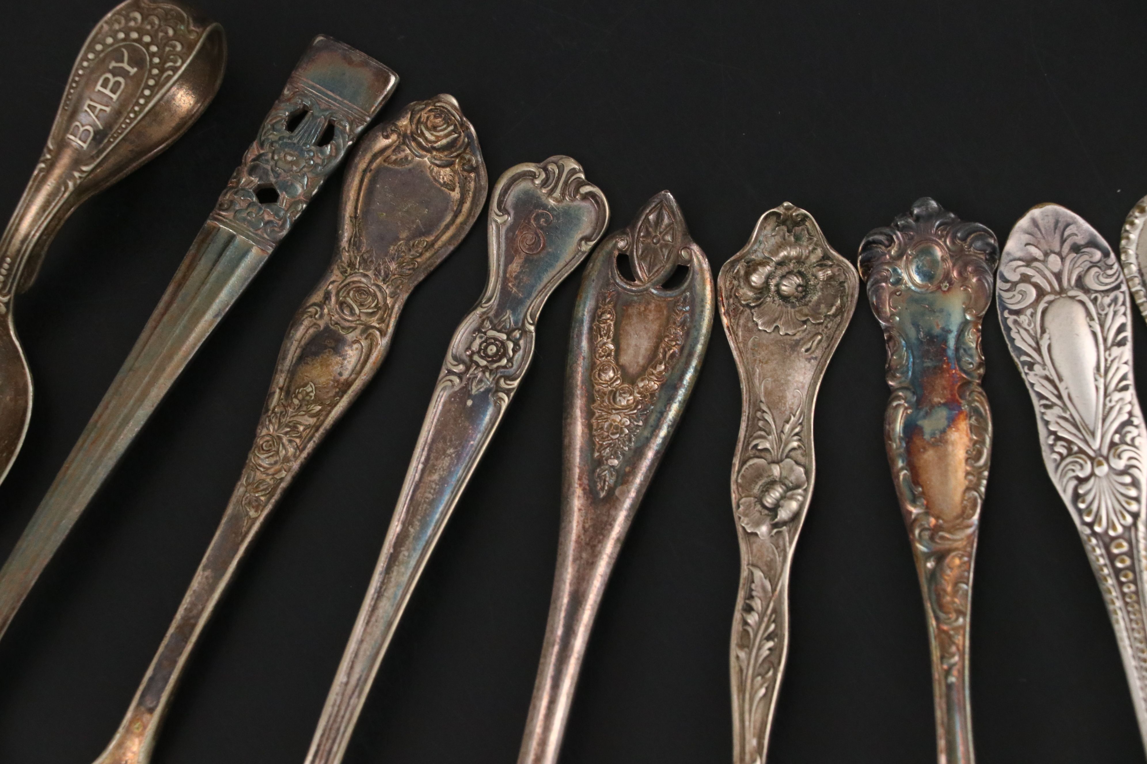 Sheffield Sterling Silver Teaspoon with Assorted Silver Plate Souvenir Flatware