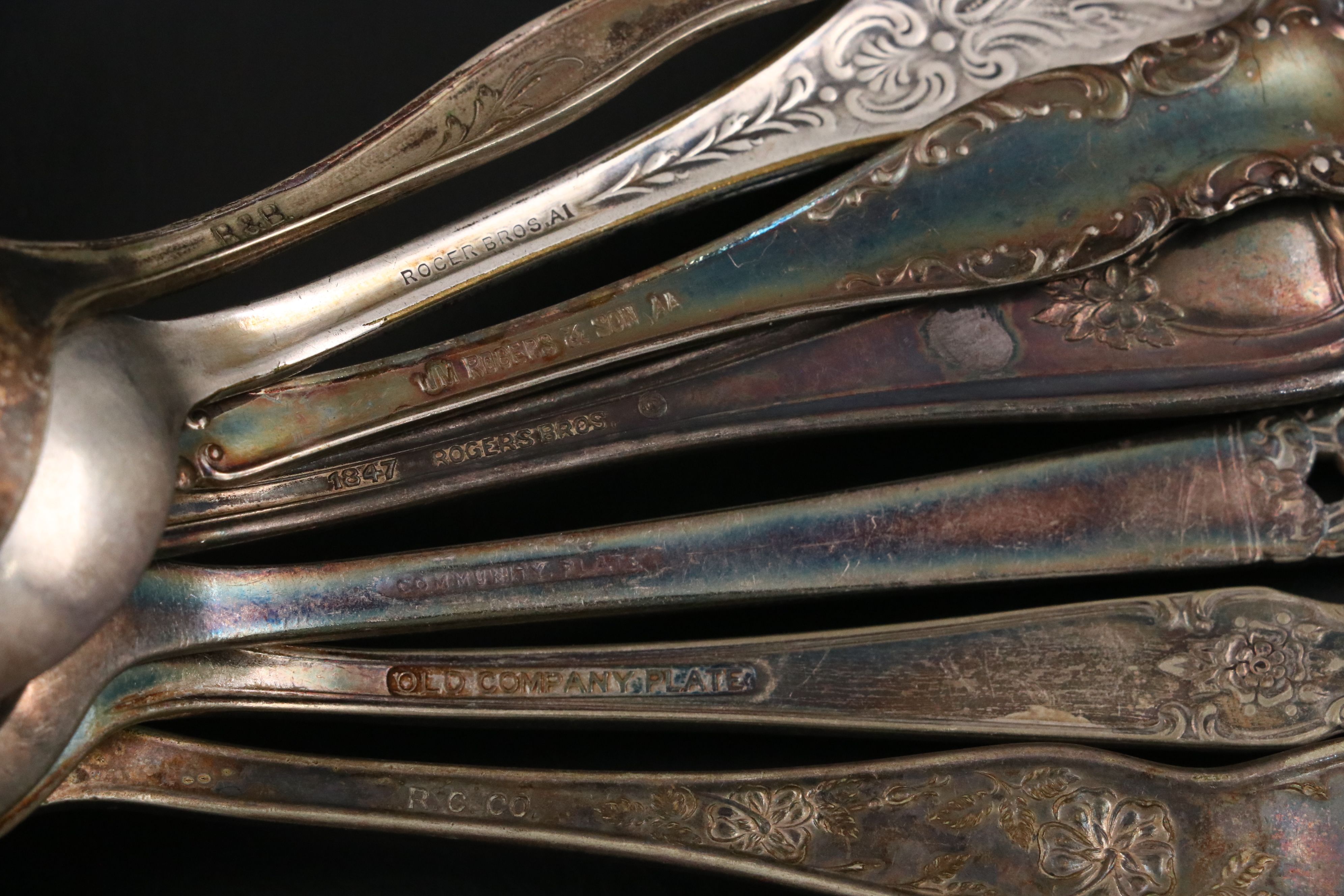 Sheffield Sterling Silver Teaspoon with Assorted Silver Plate Souvenir Flatware