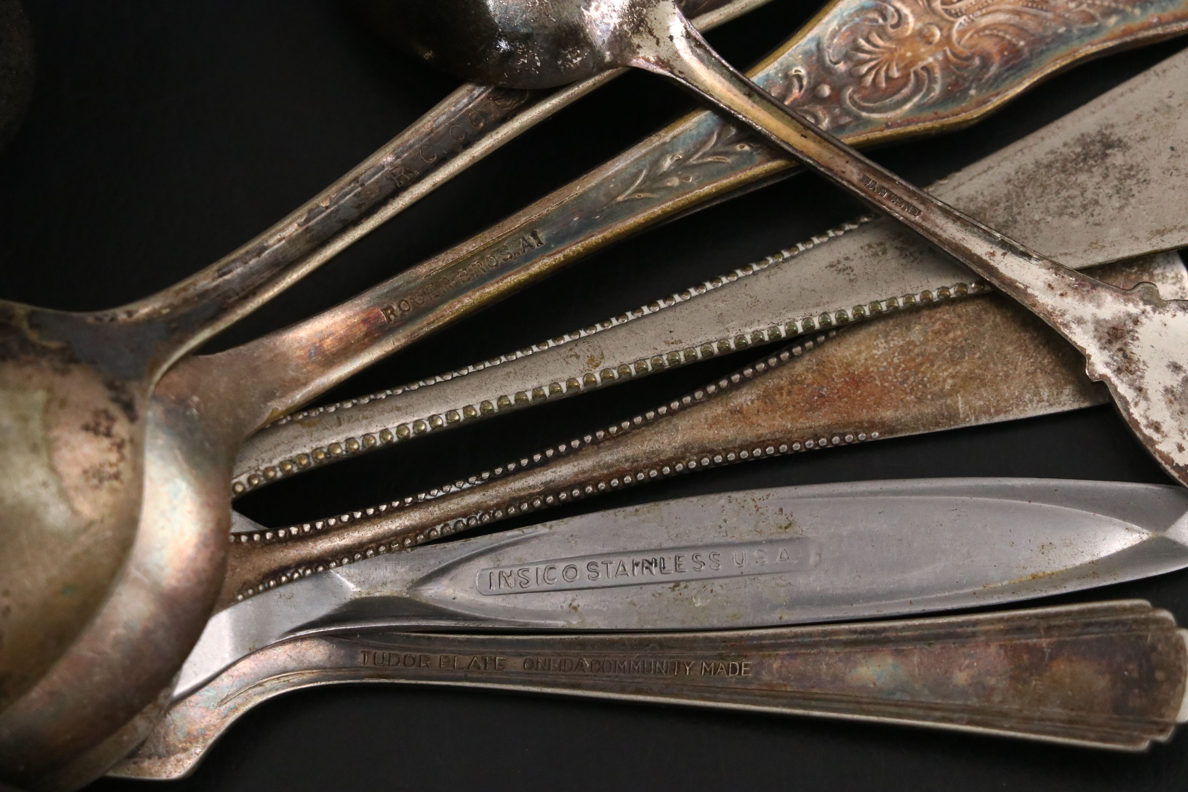 Sheffield Sterling Silver Teaspoon with Assorted Silver Plate Souvenir Flatware