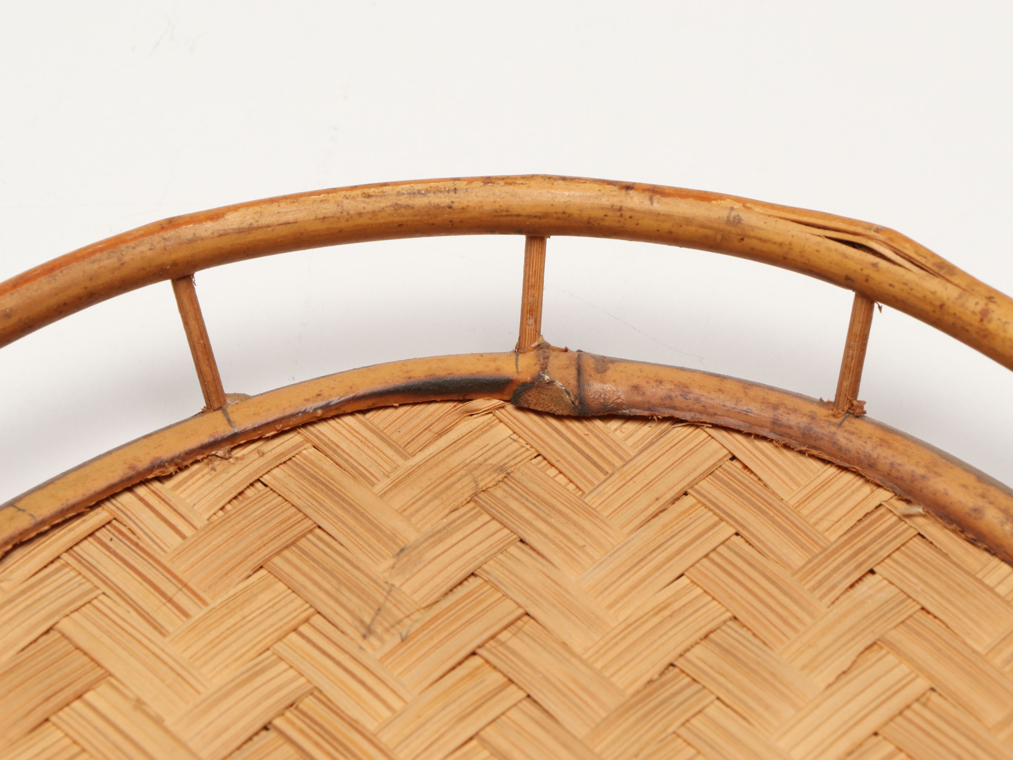 Handwoven Rectangular Bamboo and Natural Material Serving Trays