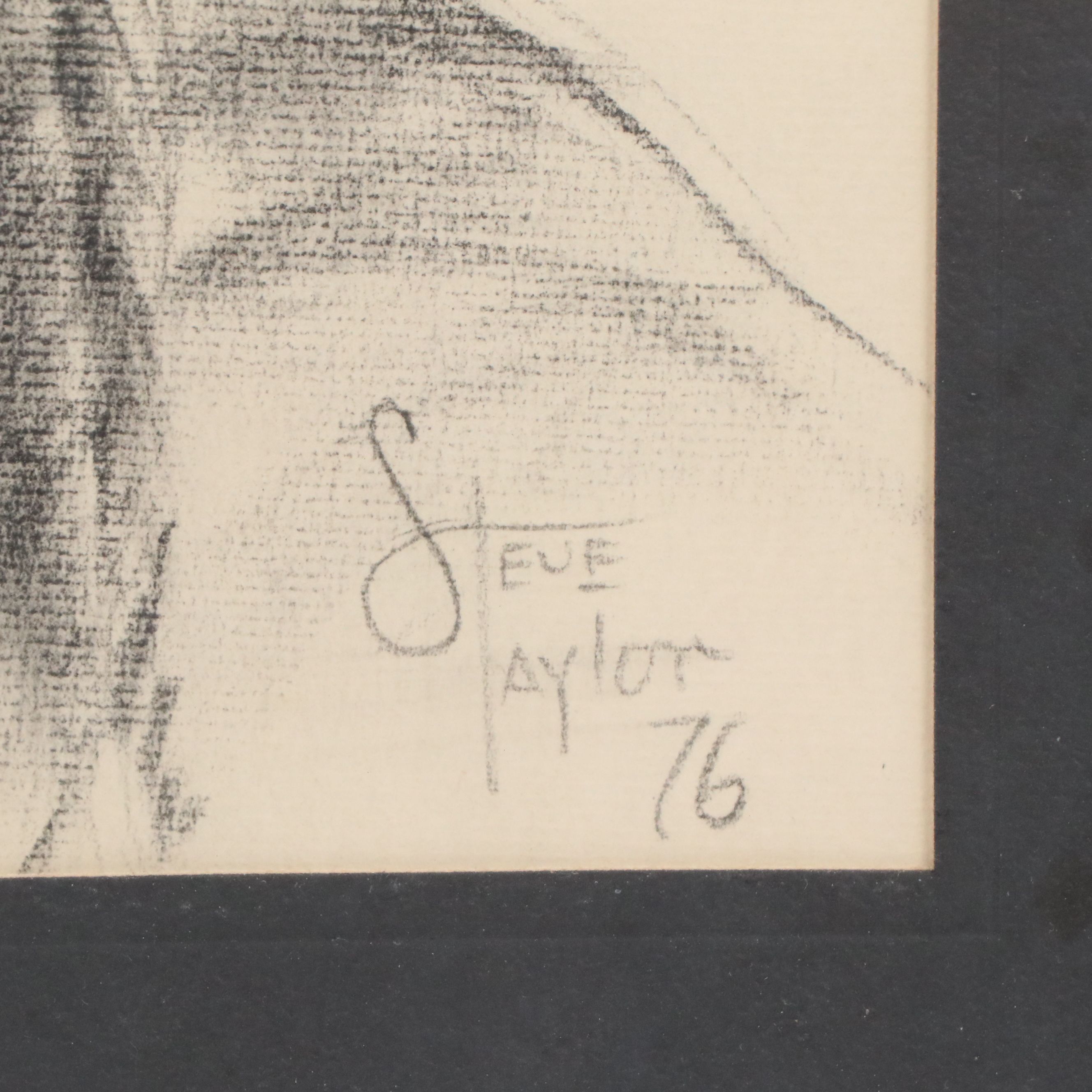 Steve Taylor Charcoal Drawing "Holding Eagle: Cultural Group Gros Ventre," 1976