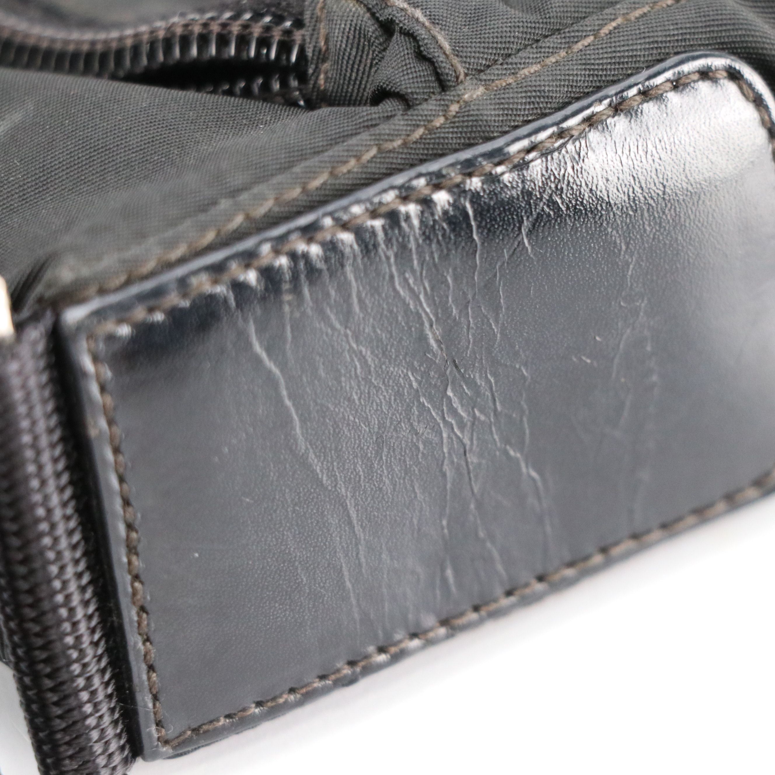 Prada Double Pocket Crossbody Bag in Black Tessuto Nylon and Leather