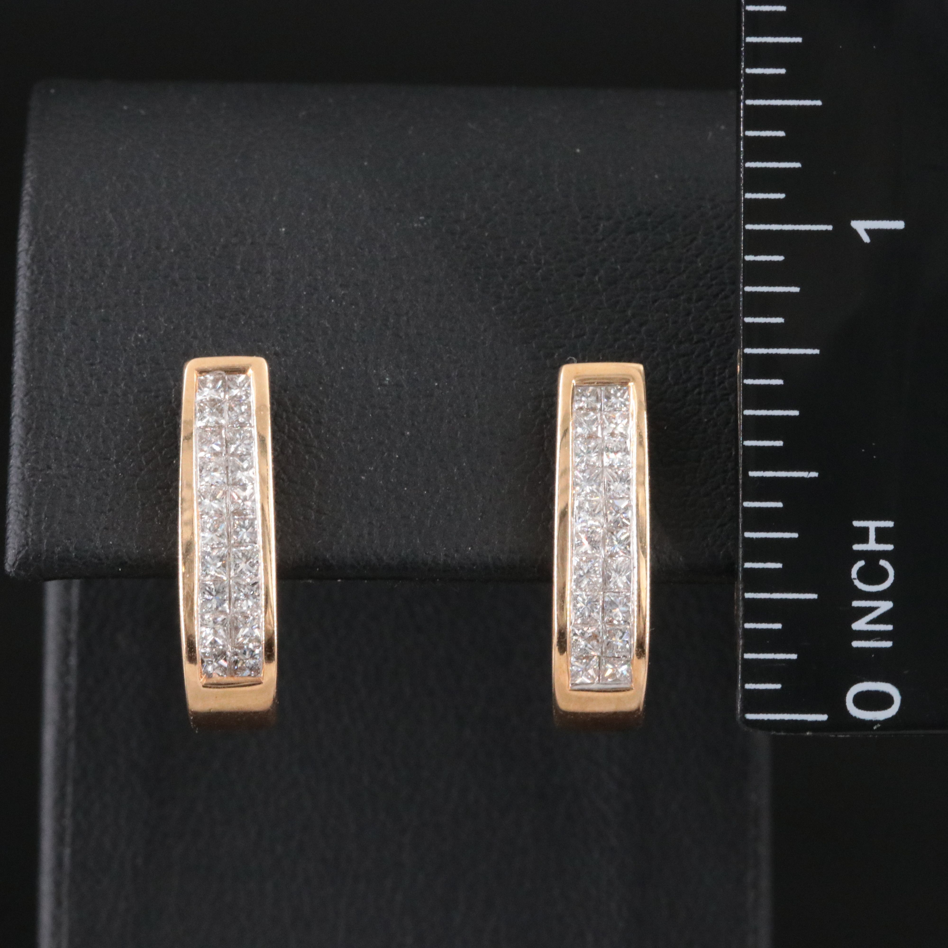 14K 0.97 CTW Diamond Invisible Set Hoop Earrings