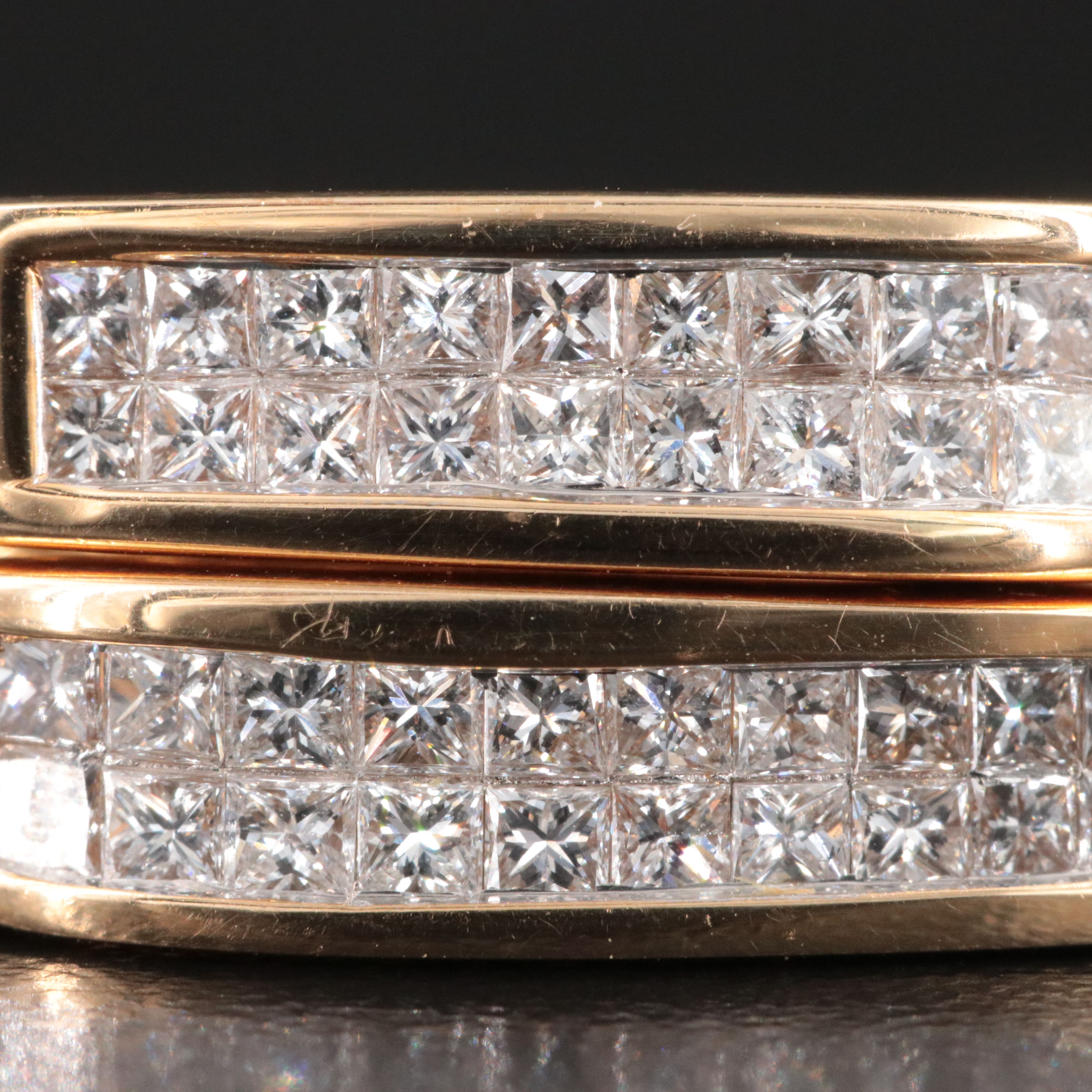 14K 0.97 CTW Diamond Invisible Set Hoop Earrings