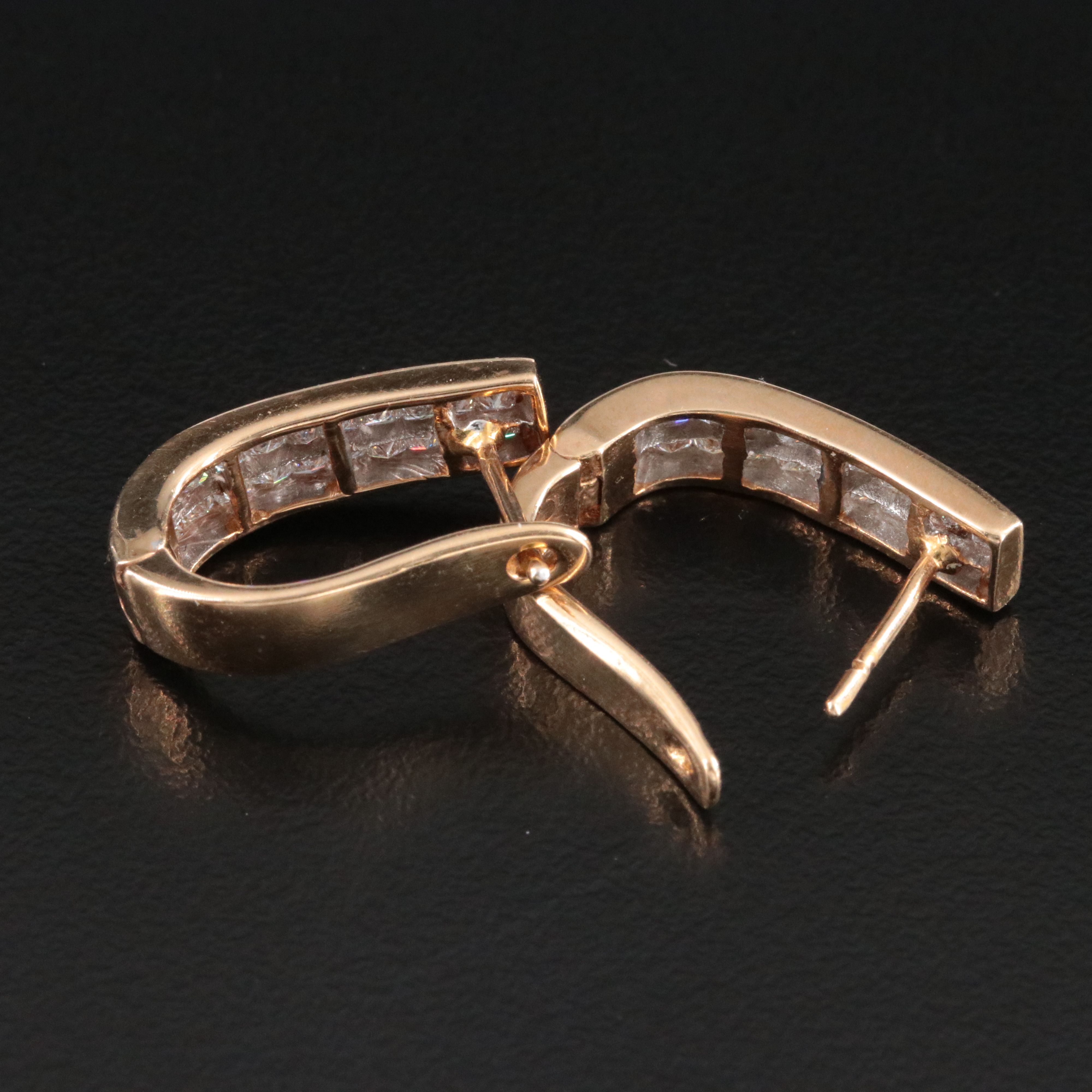 14K 0.97 CTW Diamond Invisible Set Hoop Earrings