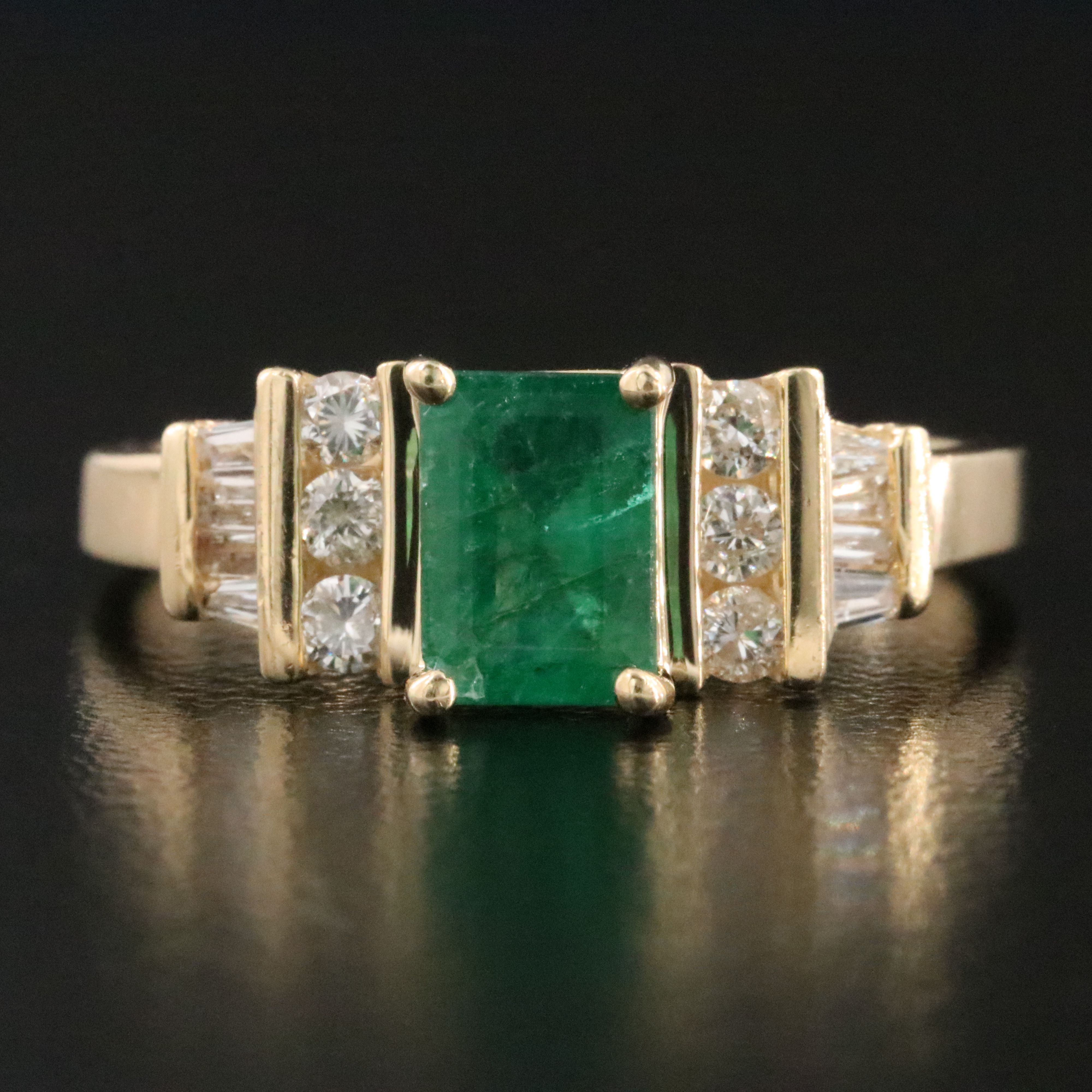 14K Emerald and Diamond Ring