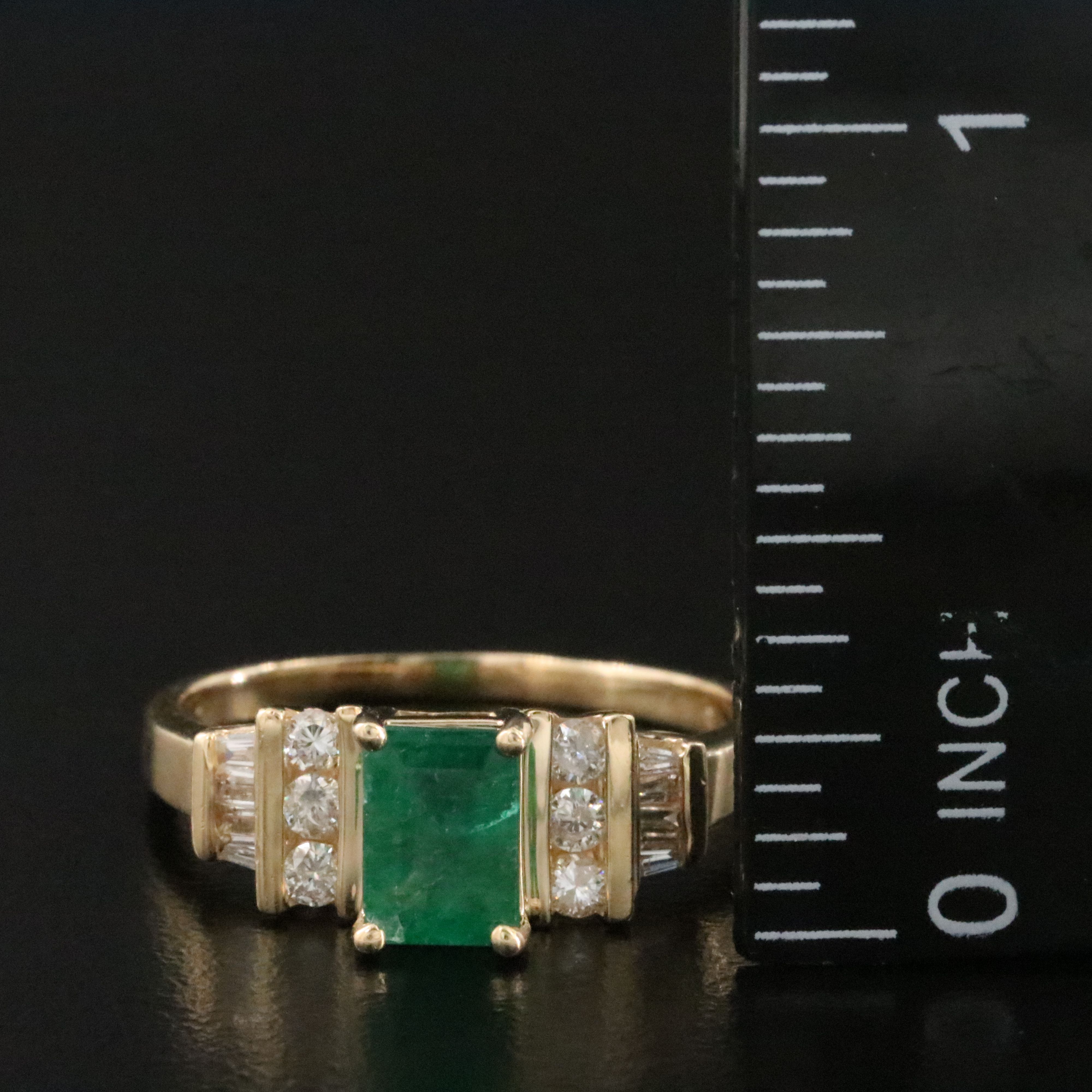 14K Emerald and Diamond Ring