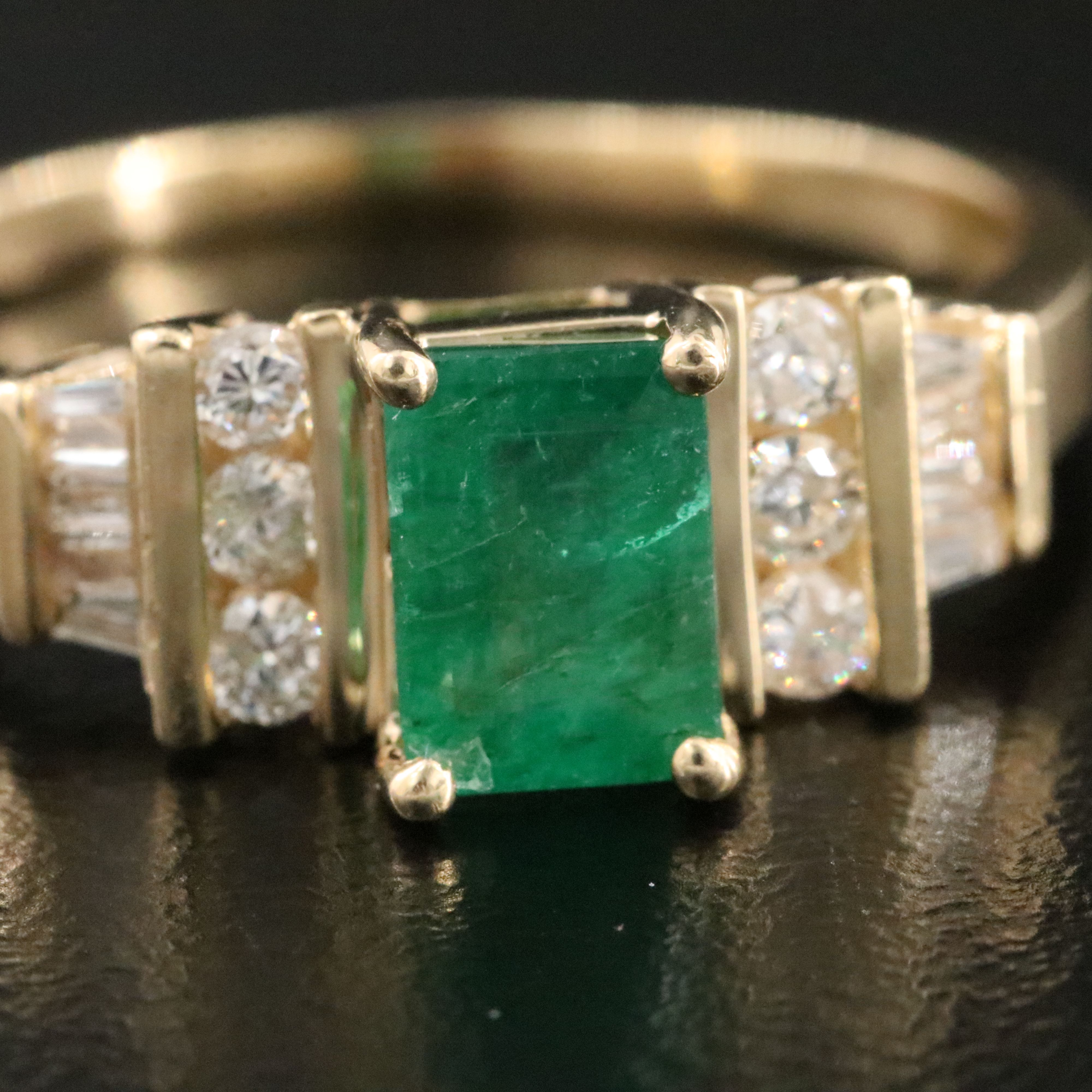14K Emerald and Diamond Ring