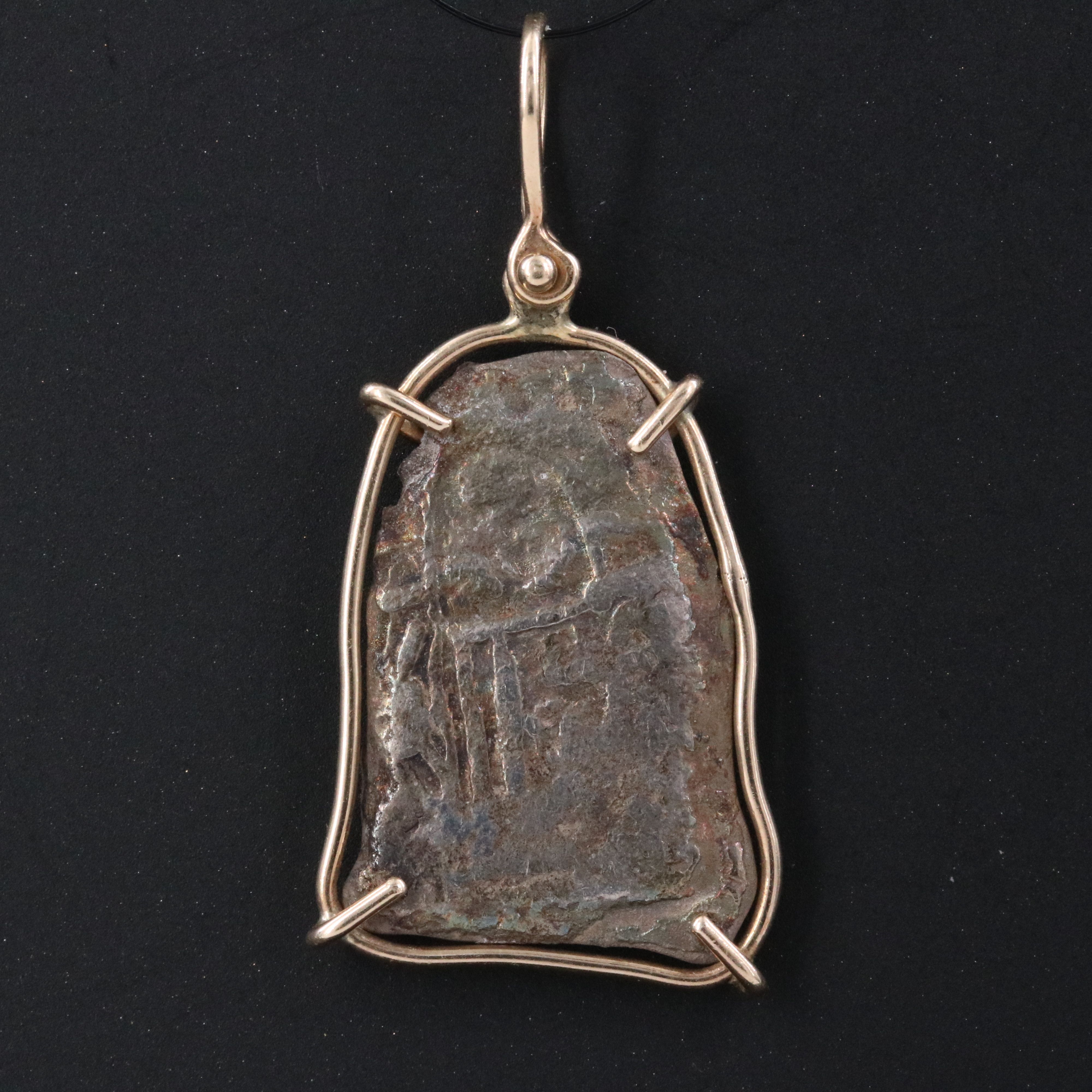 14K Pendant with ca. 1700s Spanish 1-Real Cob Coin