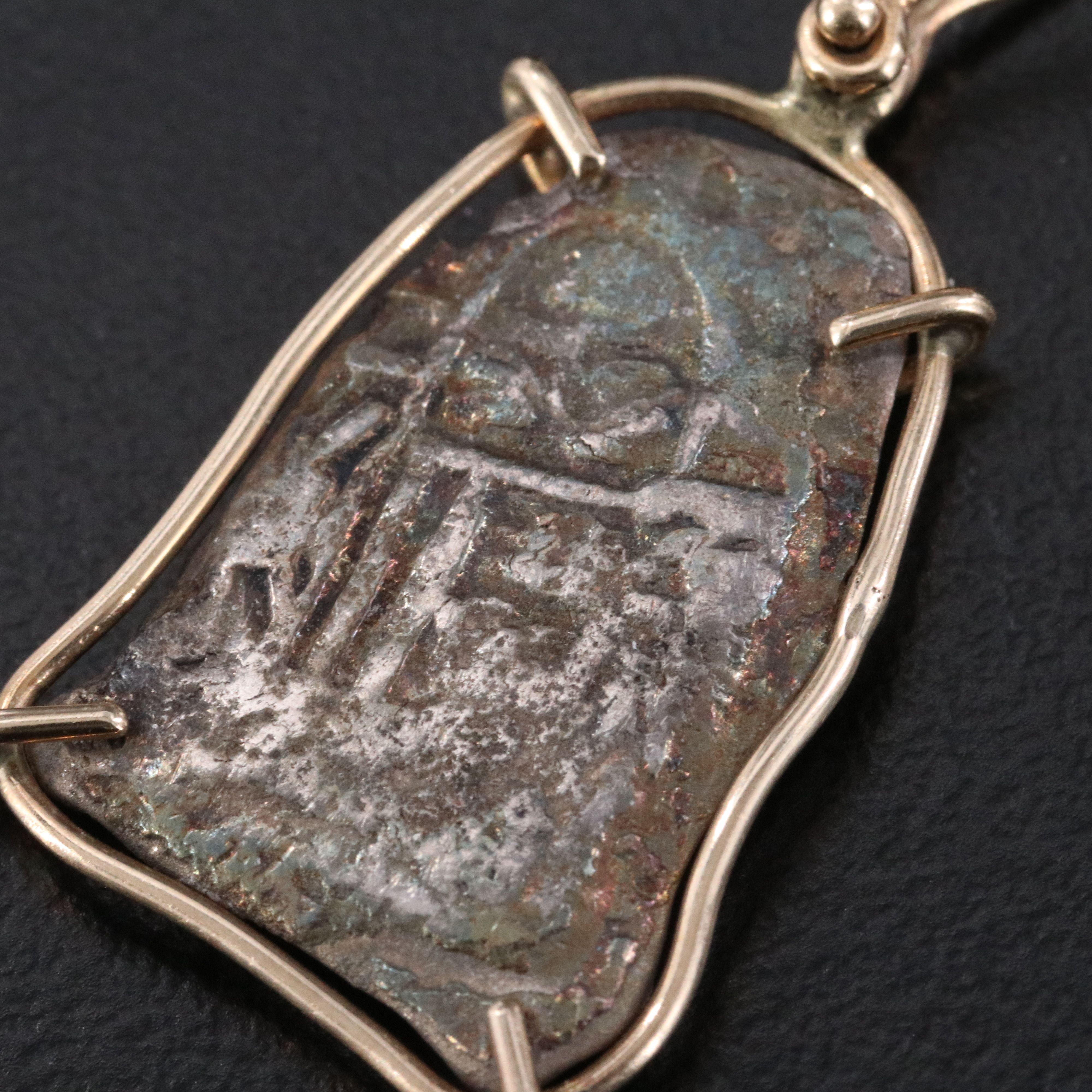 14K Pendant with ca. 1700s Spanish 1-Real Cob Coin