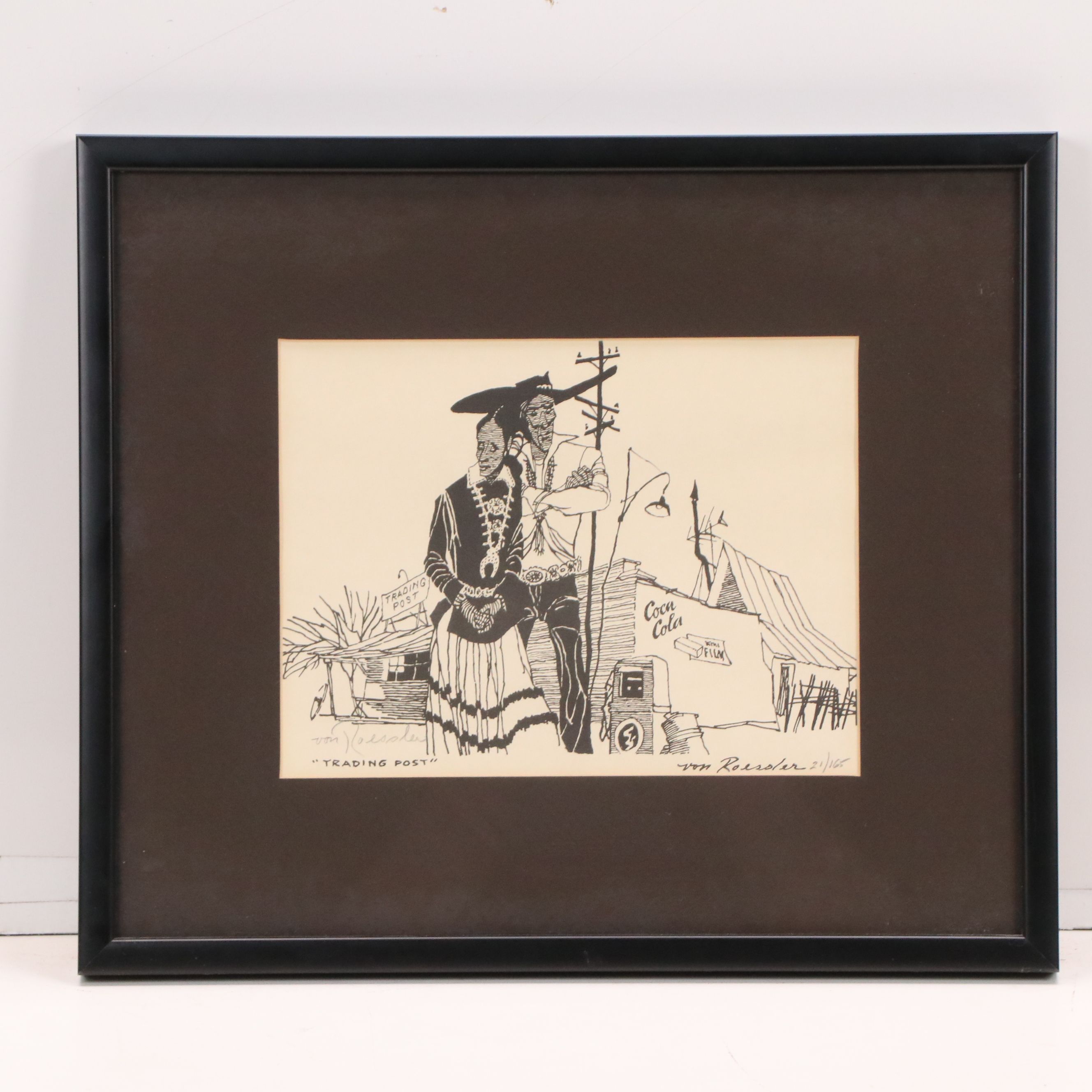 Henry von Roessler Offset Lithographs "Trading Post" & "Navajo Pick-Up," 20th C.