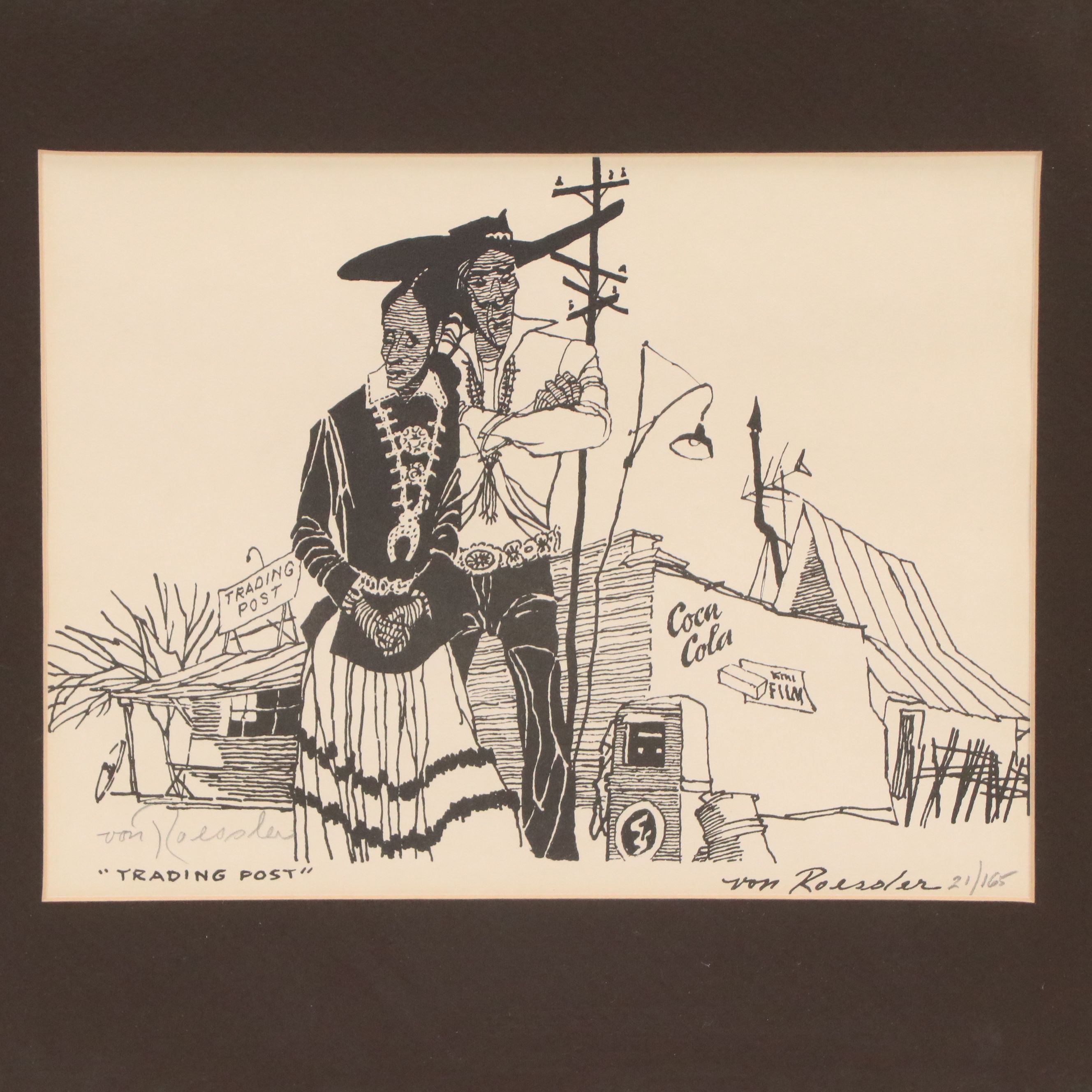 Henry von Roessler Offset Lithographs "Trading Post" & "Navajo Pick-Up," 20th C.