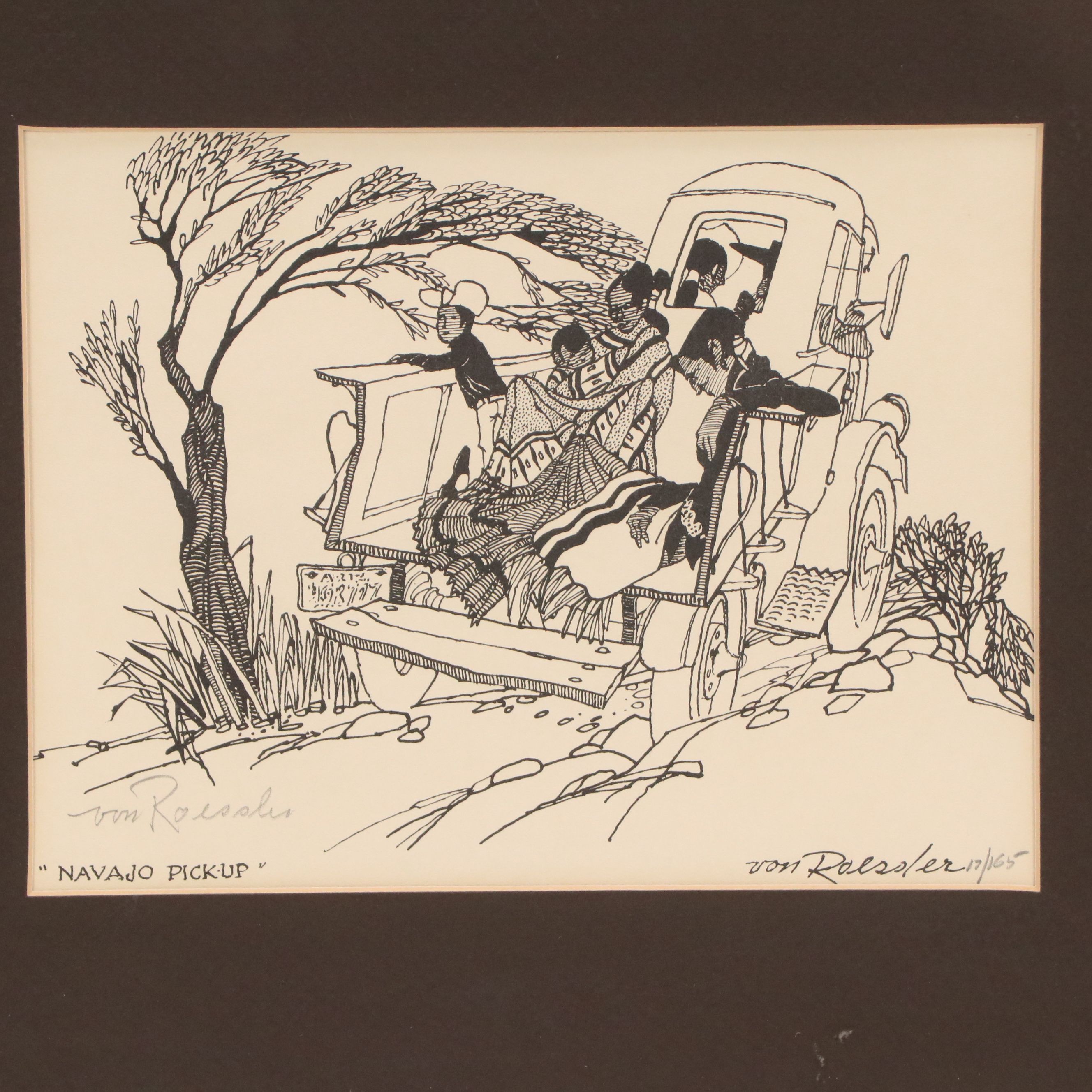 Henry von Roessler Offset Lithographs "Trading Post" & "Navajo Pick-Up," 20th C.