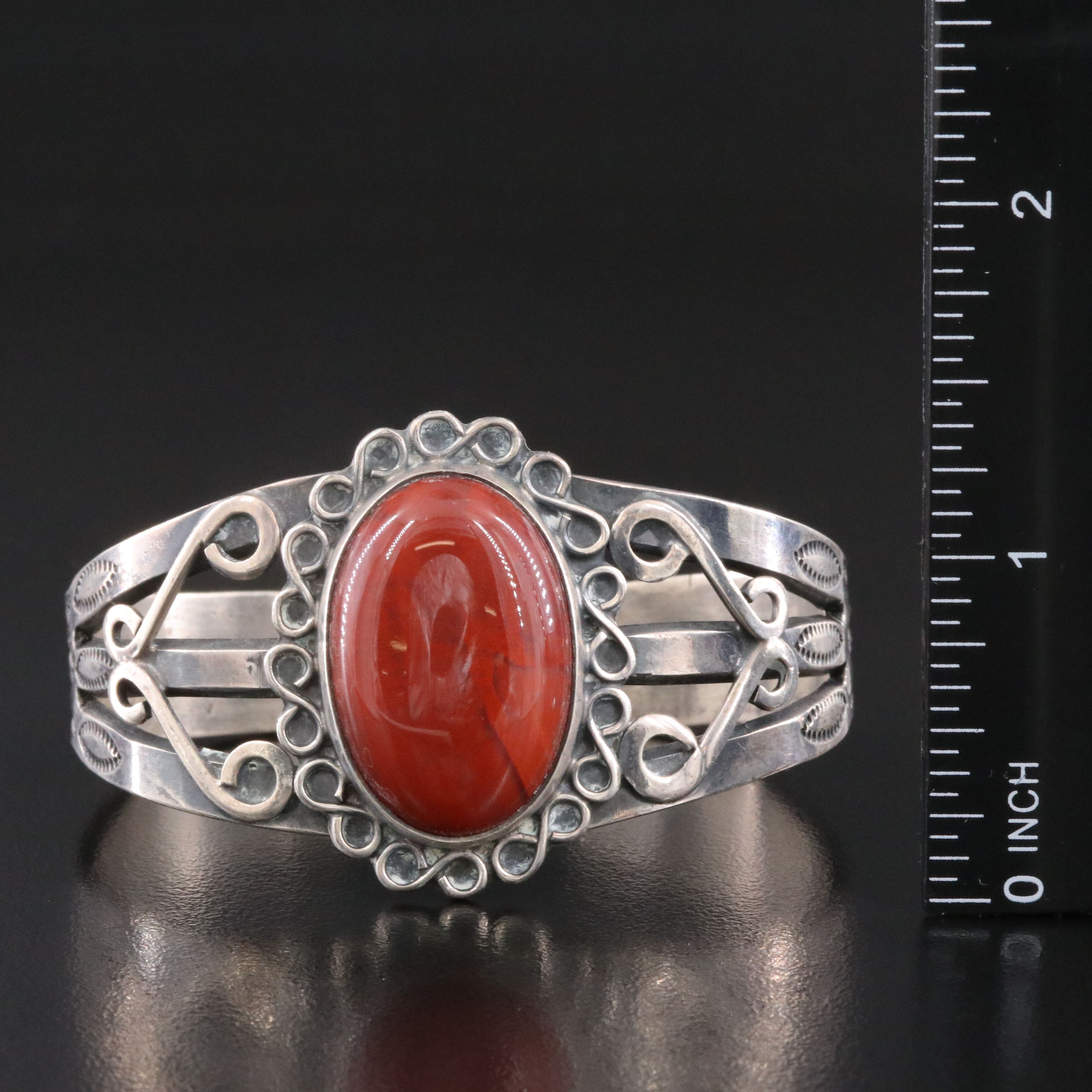 Western Sterling Red Jasper Cuff Bracelet