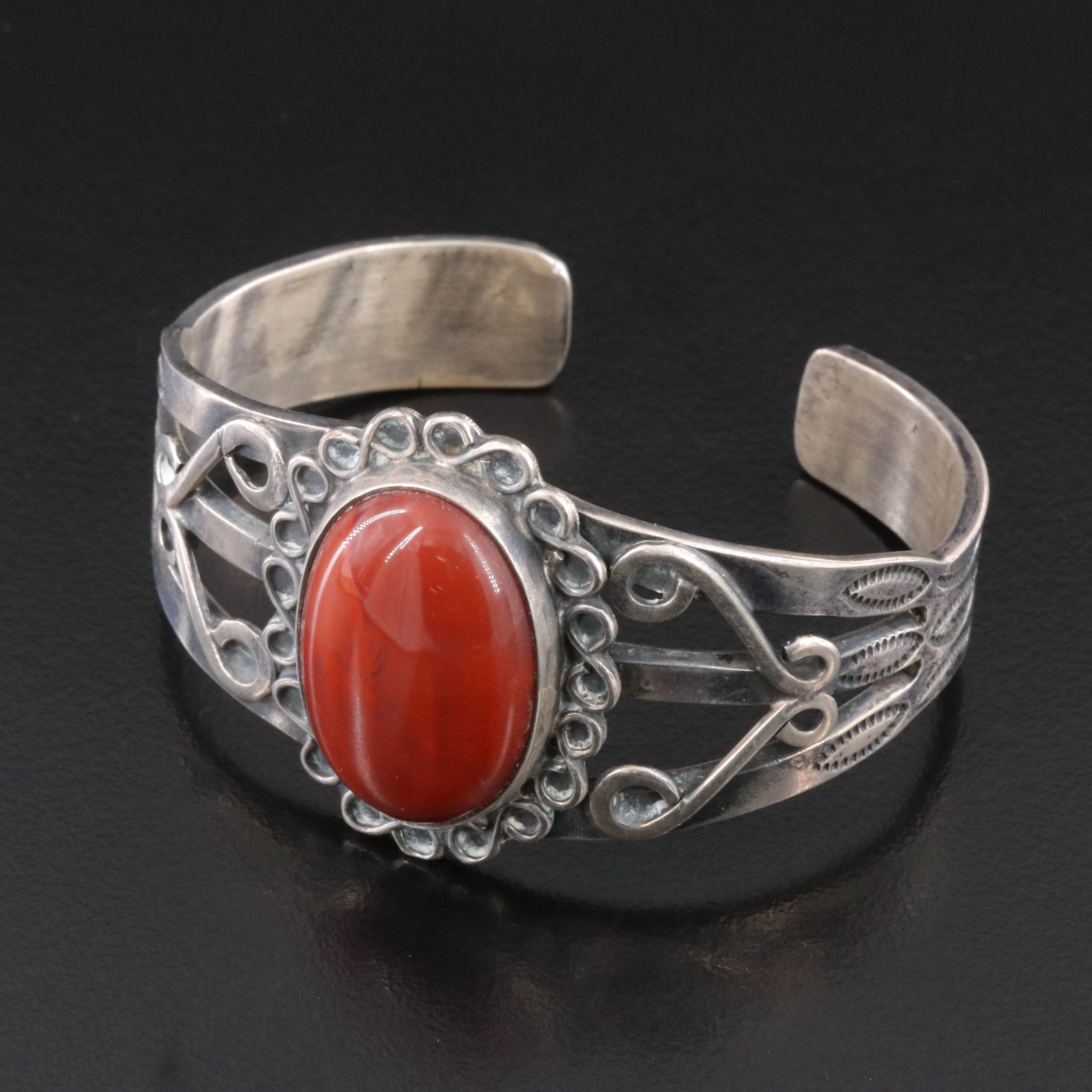 Western Sterling Red Jasper Cuff Bracelet