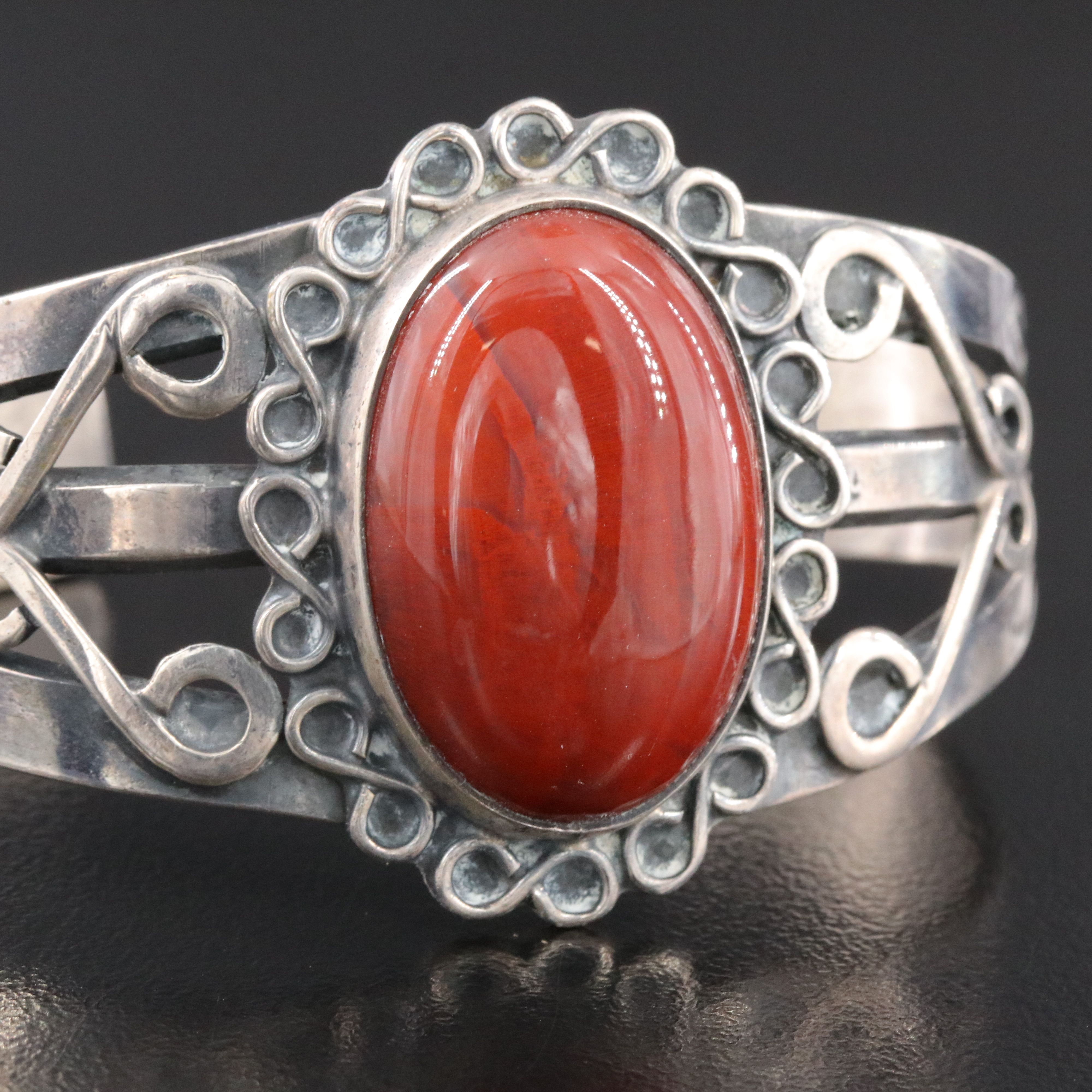 Western Sterling Red Jasper Cuff Bracelet
