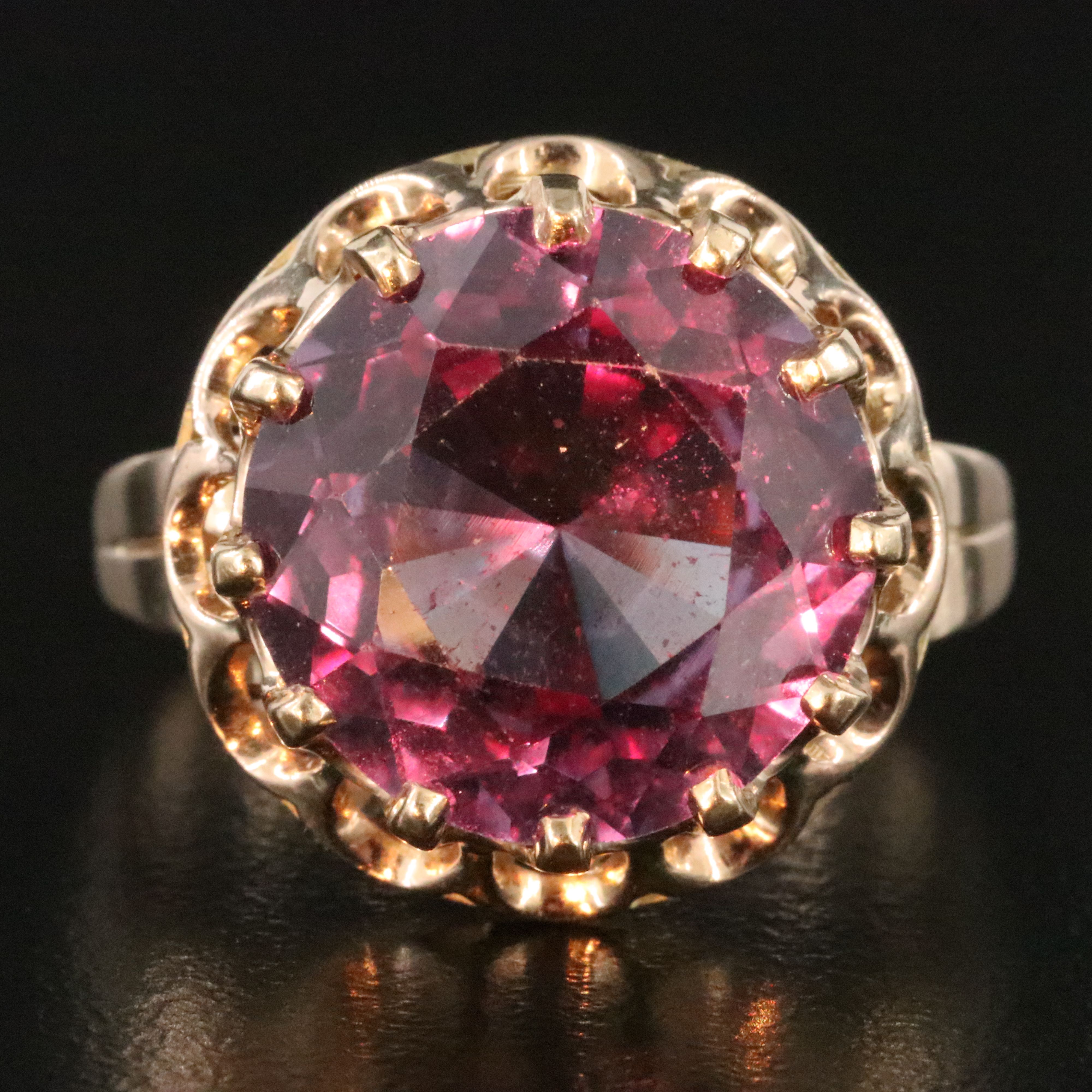 10K Color Change Sapphire Ring with a Scroll Setting