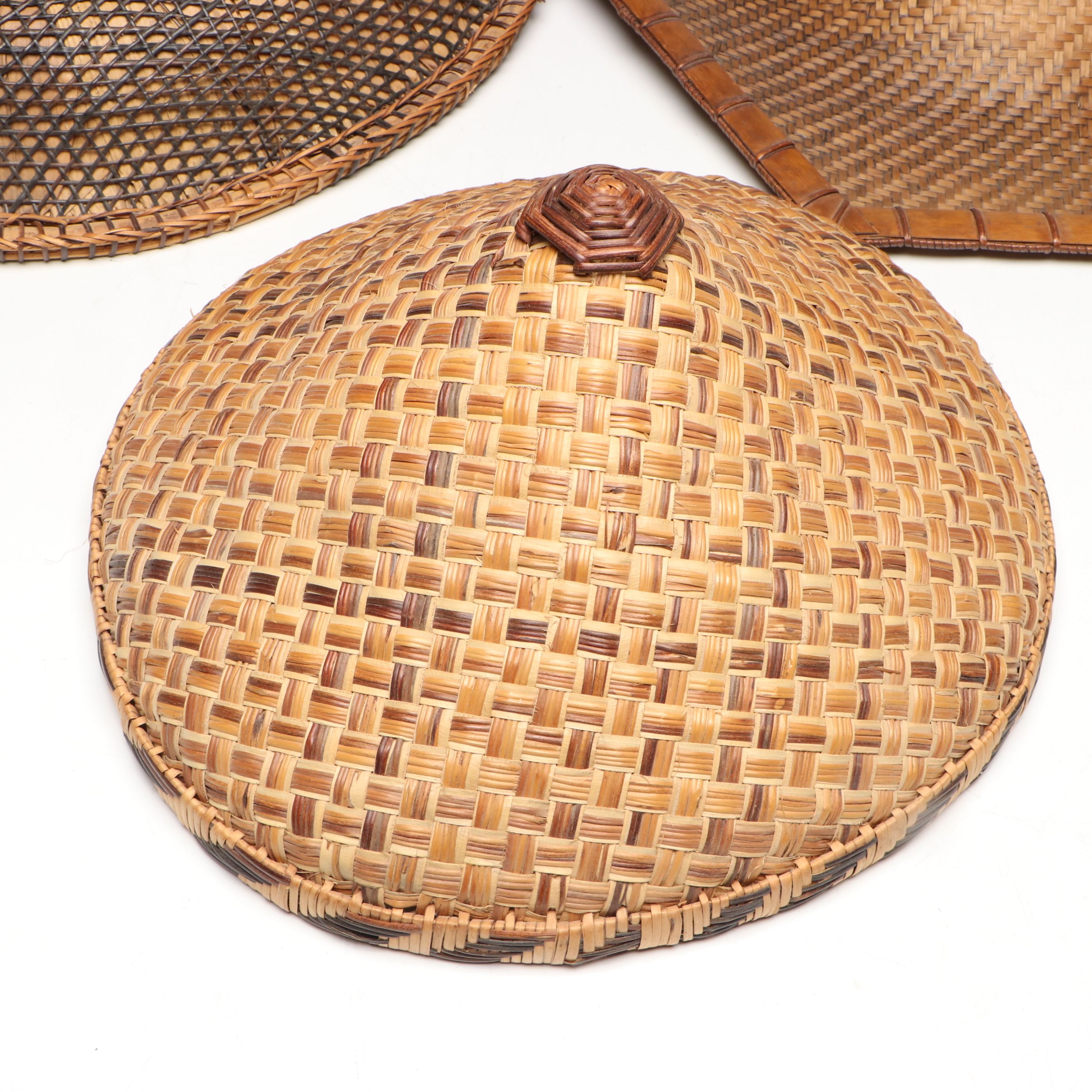 Filipino Handwoven Bamboo and Rattan Salakot with Other Traditional Asian Hats