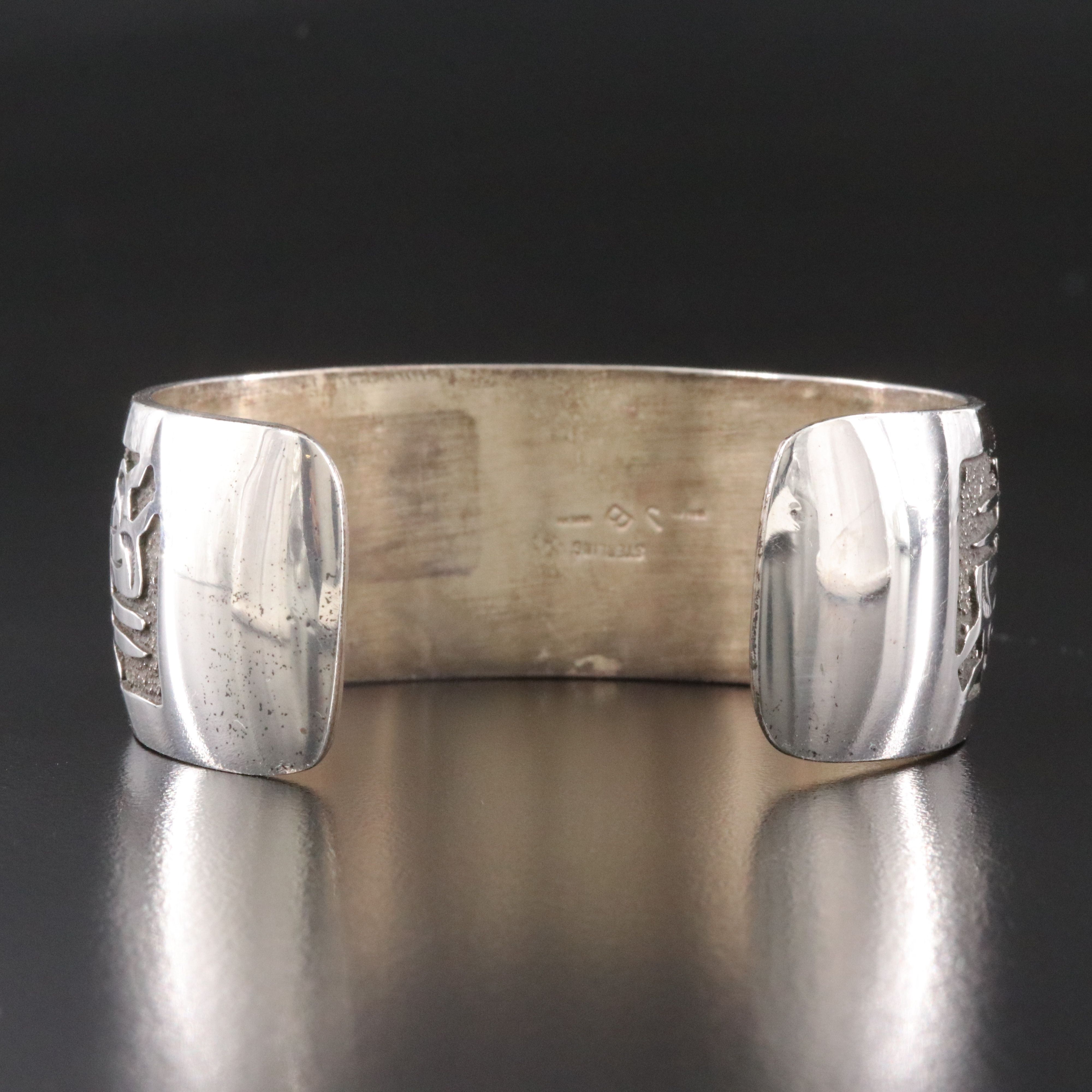 Jerome Begay Navajo Diné Sterling Coral Tufa Cast Cuff Bracelet