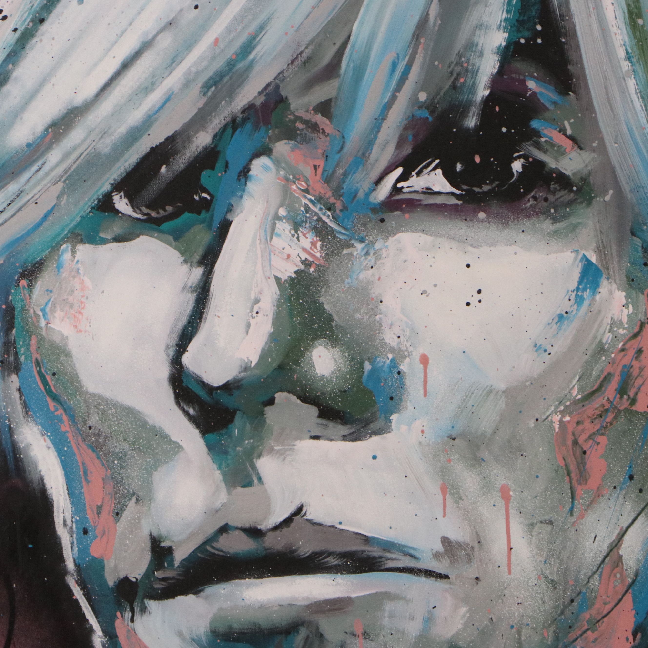 David Garibaldi Portrait Latex Painting "Warhol and Skulls," 2021