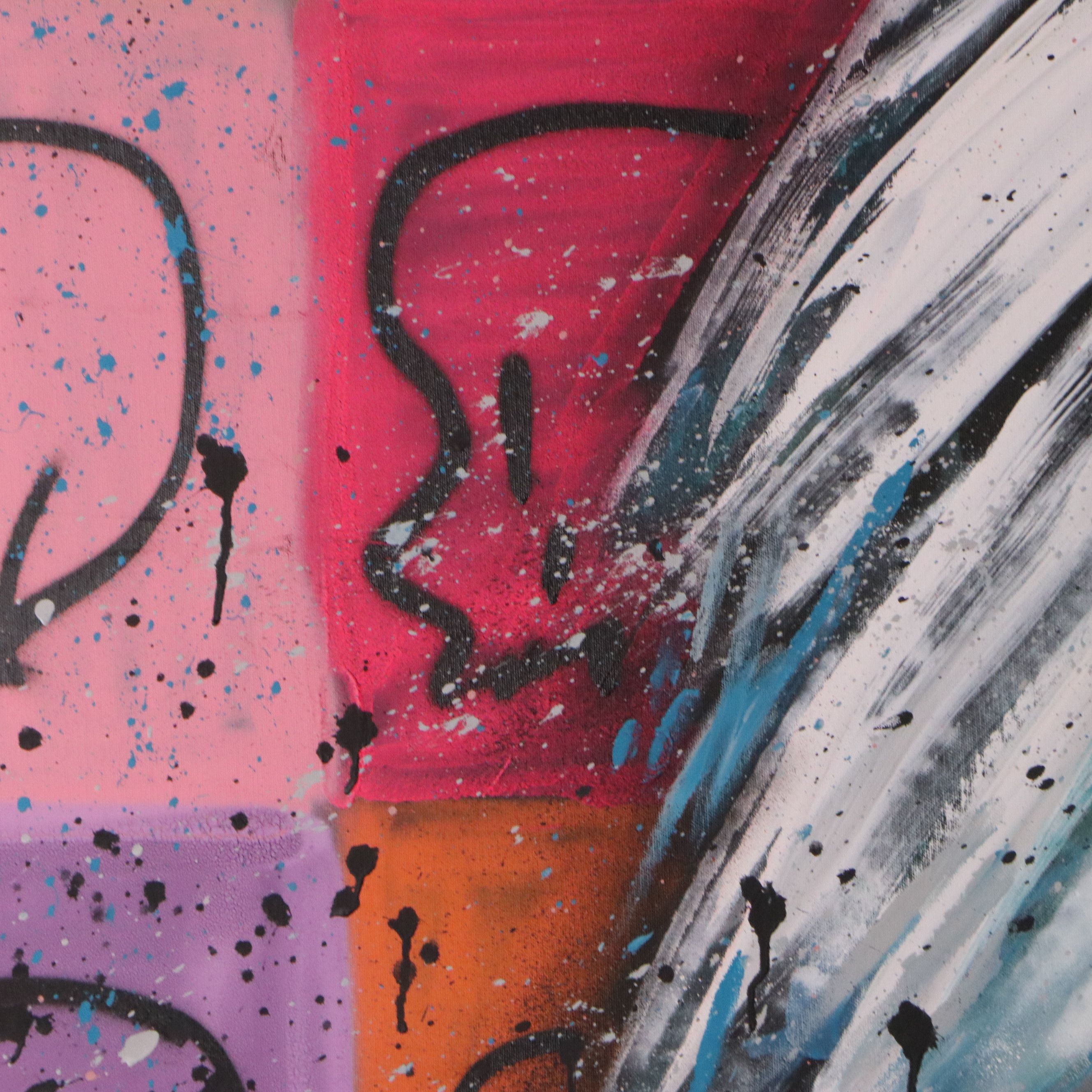 David Garibaldi Portrait Latex Painting "Warhol and Skulls," 2021