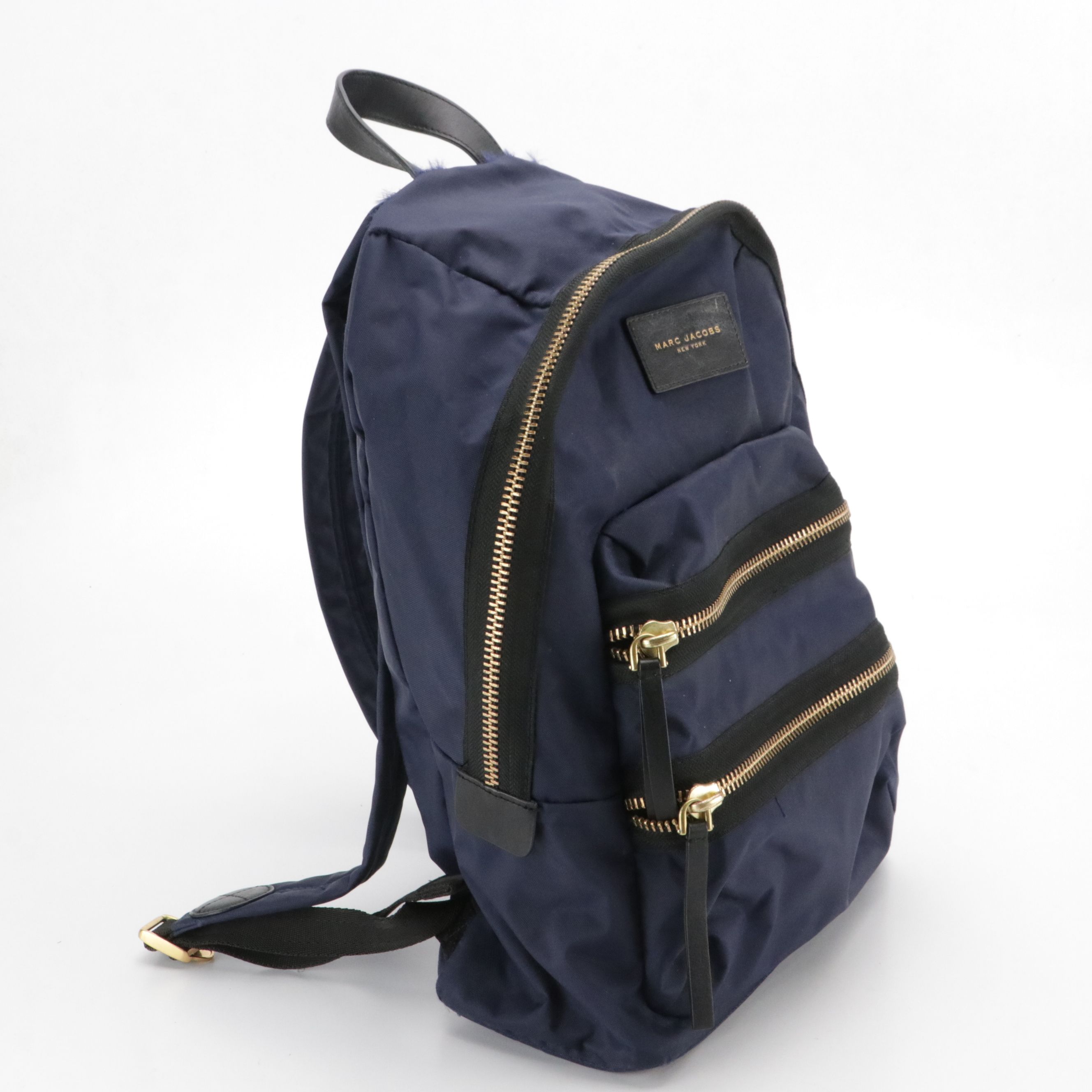 Marc Jacobs Biker Backpack in Navy Blue Nylon and Black Leather Trim