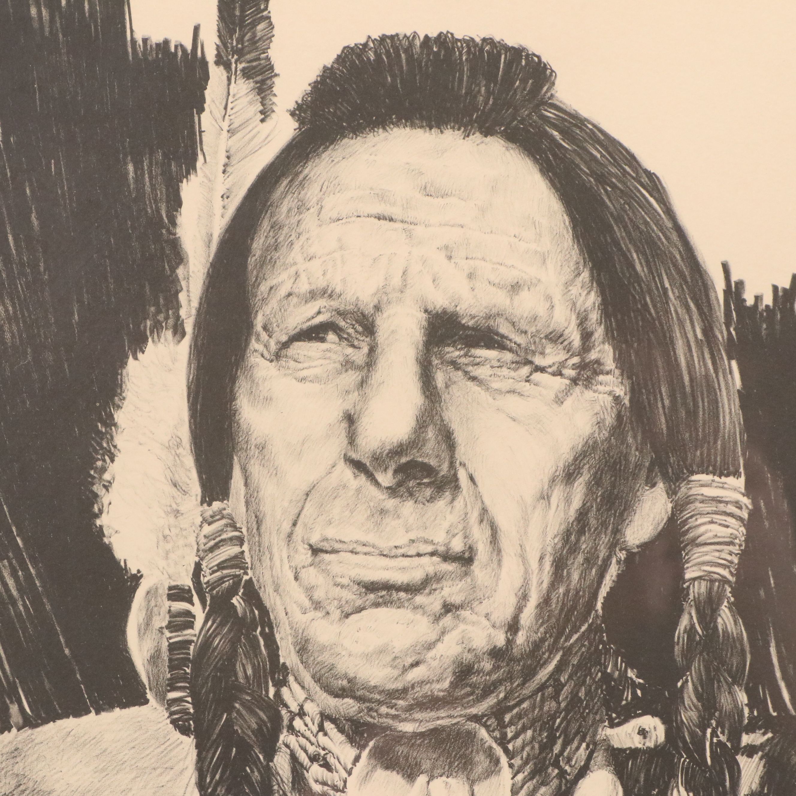 John Bruce Lithograph on Paper "Iron Eyes Cody," 1979