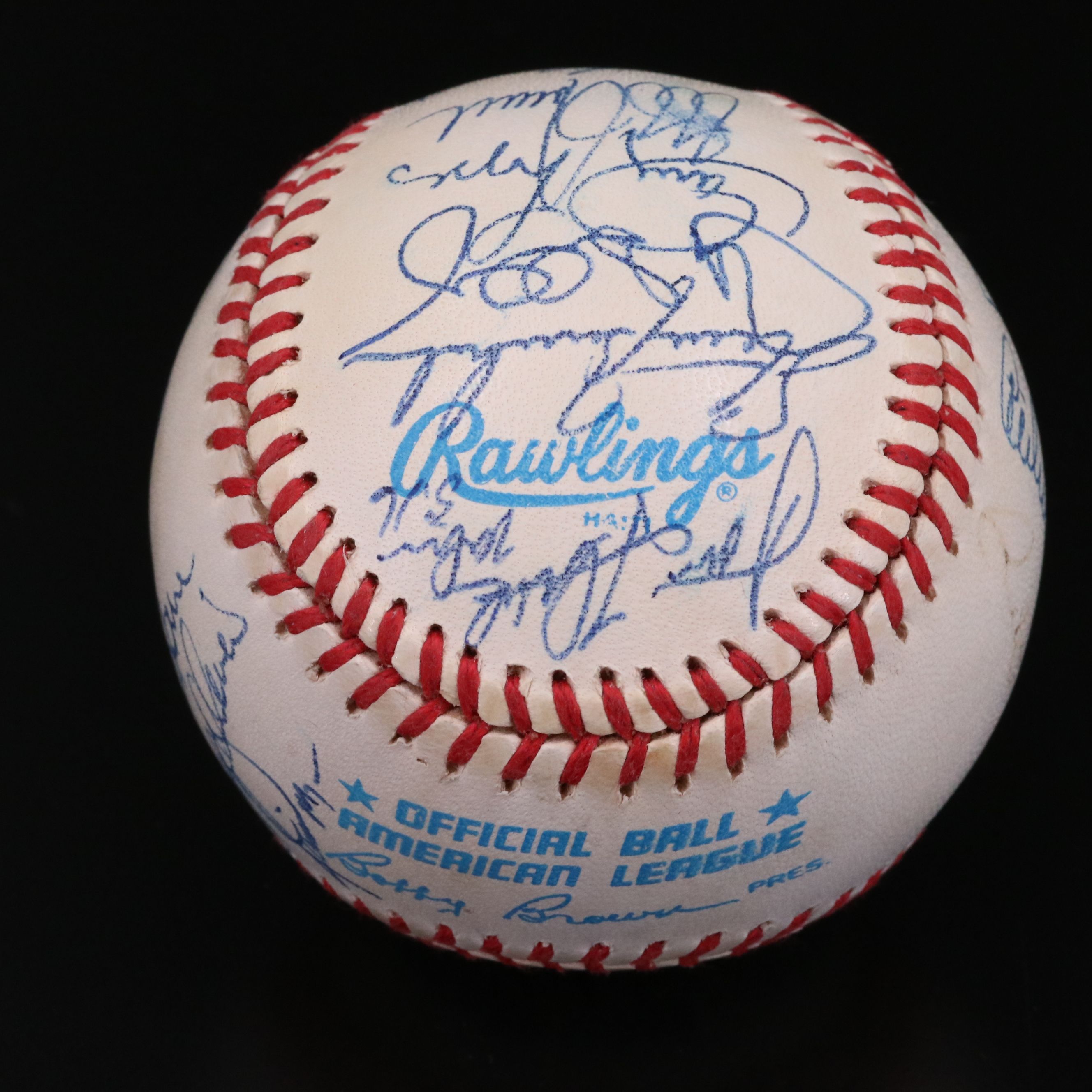 1989 Texas Rangers Team Signed Baseball with Nolan Ryan & Bobby Valentine