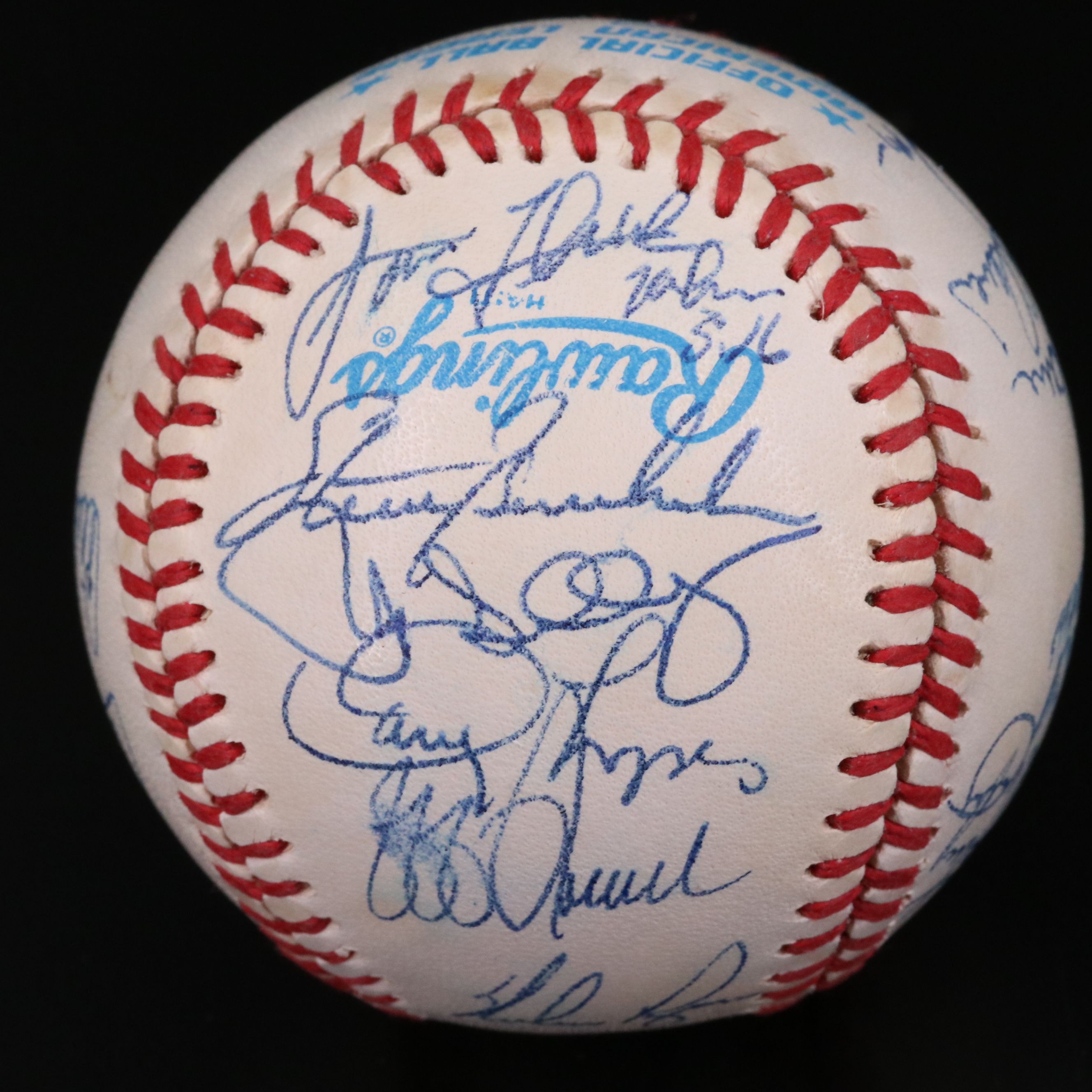 1989 Texas Rangers Team Signed Baseball with Nolan Ryan & Bobby Valentine