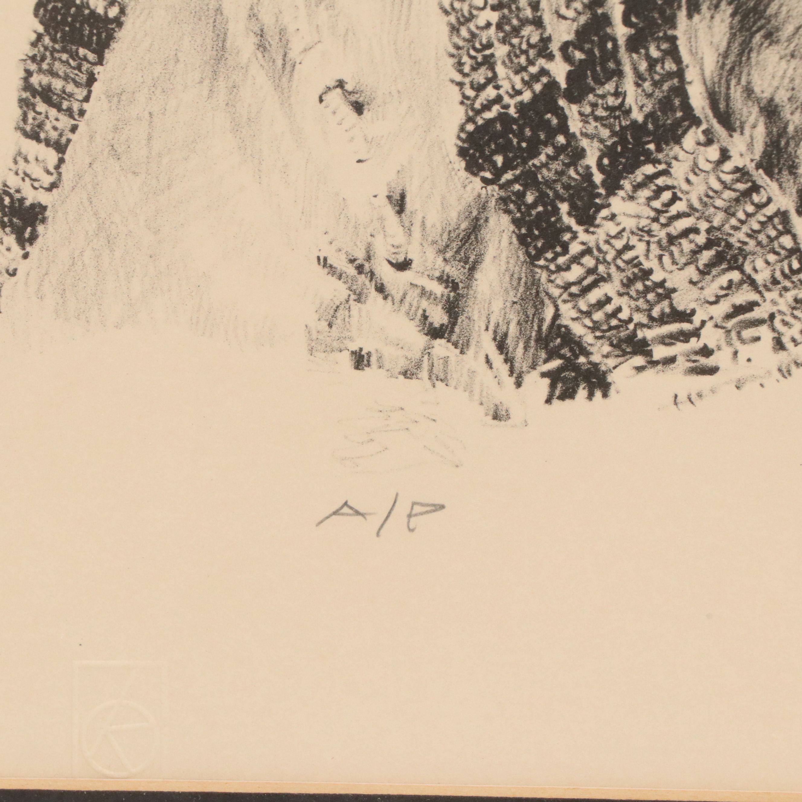 John Bruce Lithograph on Paper "Iron Eyes Cody," 1979