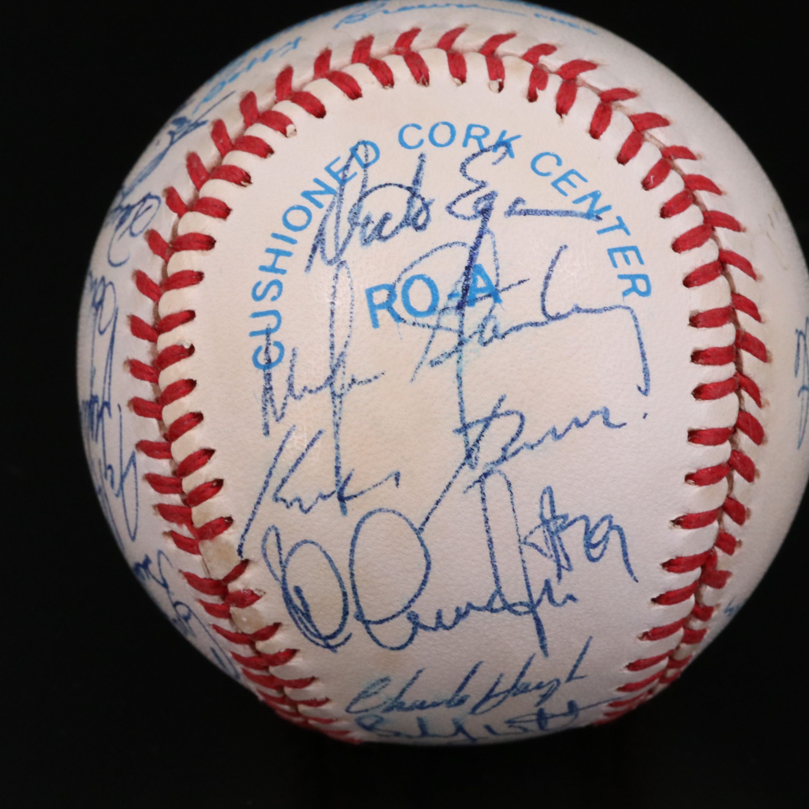1989 Texas Rangers Team Signed Baseball with Nolan Ryan & Bobby Valentine