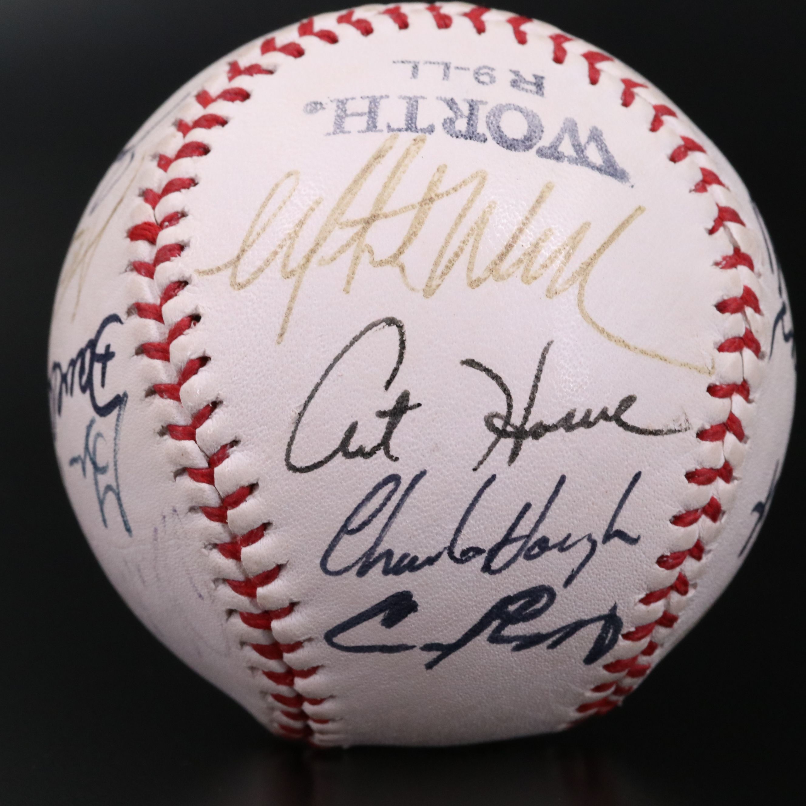 1988 Texas Rangers Team Signed Baseball Featuring Bobby Valentine & Ruben Sierra