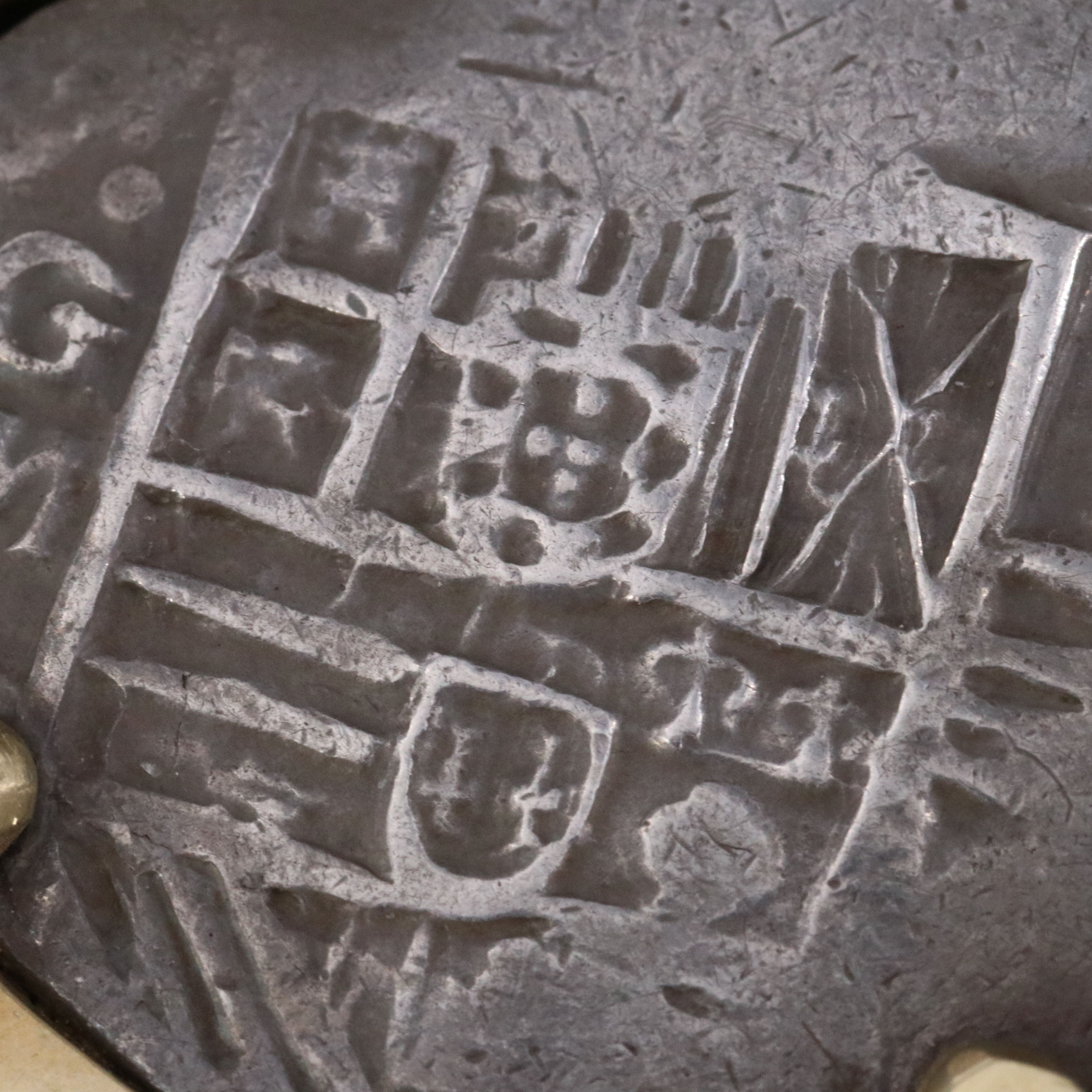 18K 0.15 CTW Diamond Pendant with ca. 1617 Spanish 8-Reales Silver Cob Coin