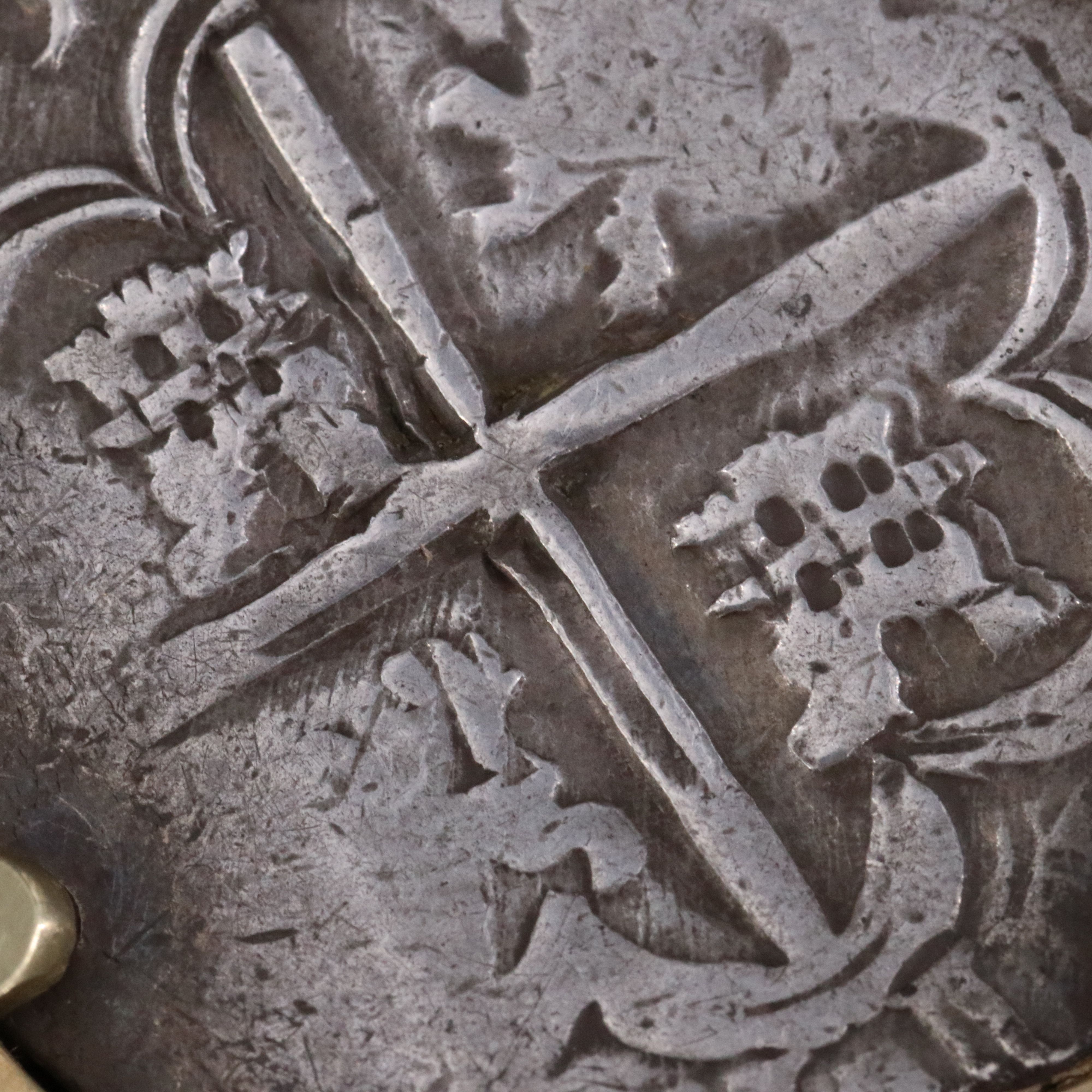 18K 0.15 CTW Diamond Pendant with ca. 1617 Spanish 8-Reales Silver Cob Coin